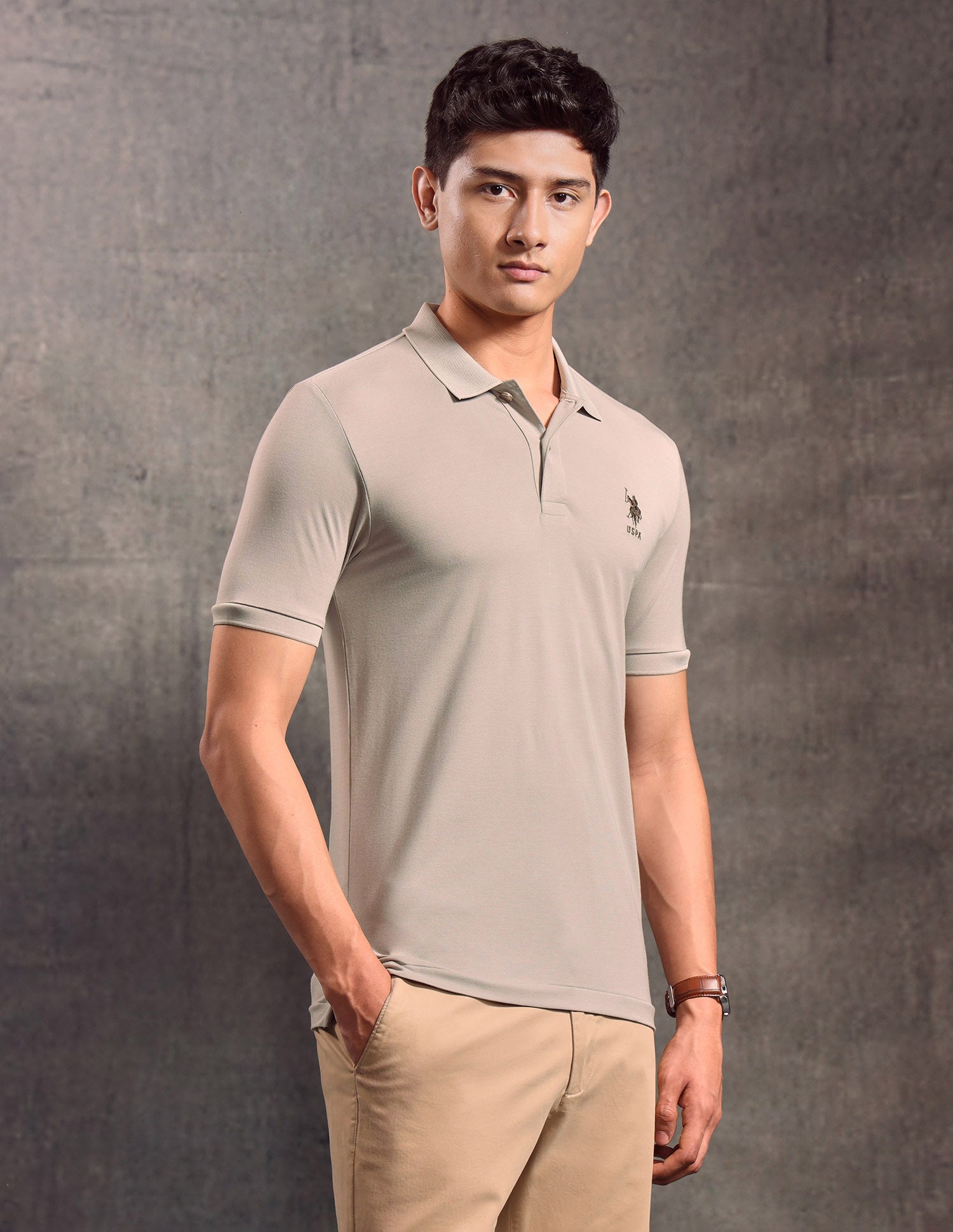 Solid Regular Fit Polo shirt Light Grey - U.S. POLO ASSN. | Large