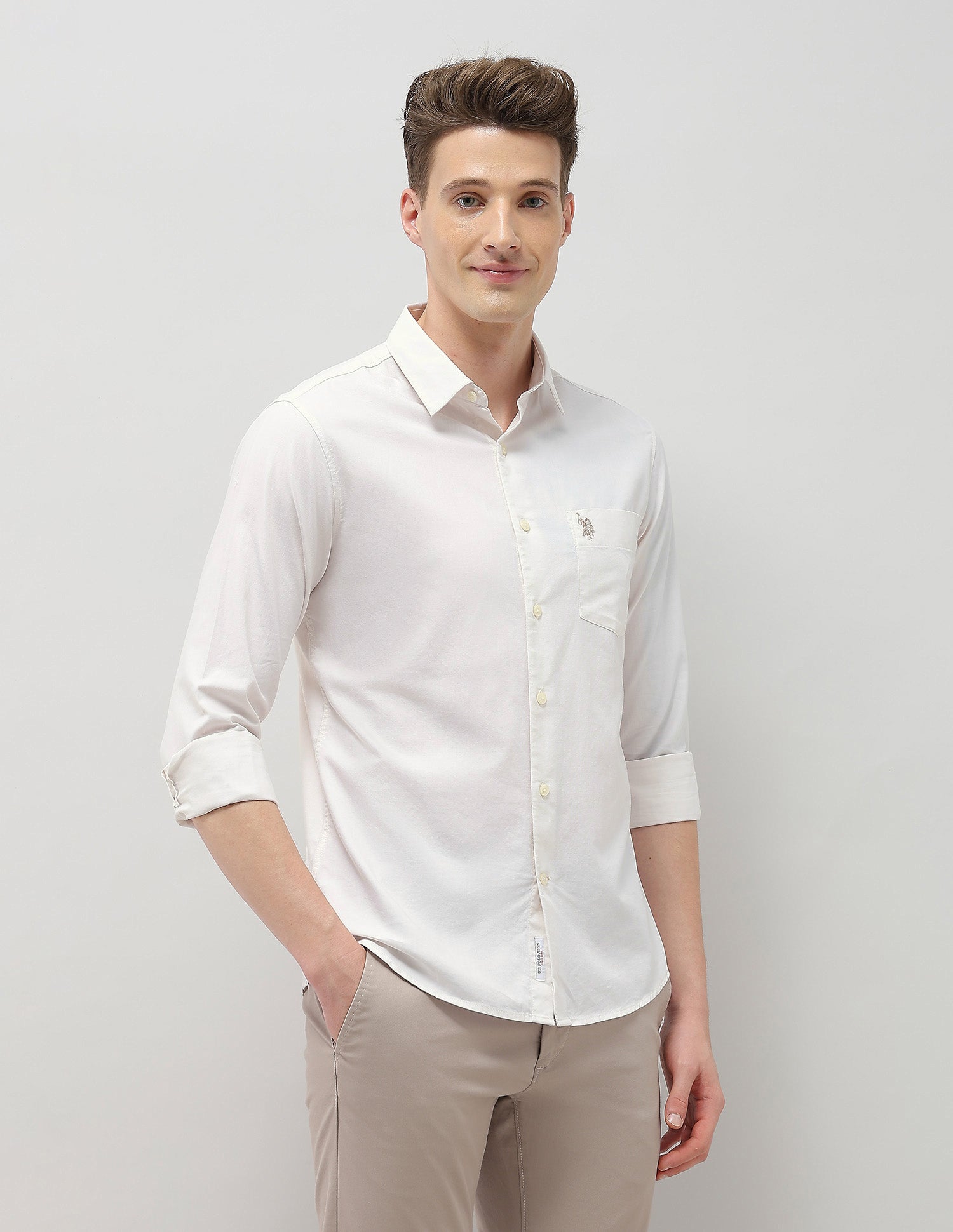 Casa De Campo Regular Fit Shirt Ivory - U.S. Polo Assn. India | Large
