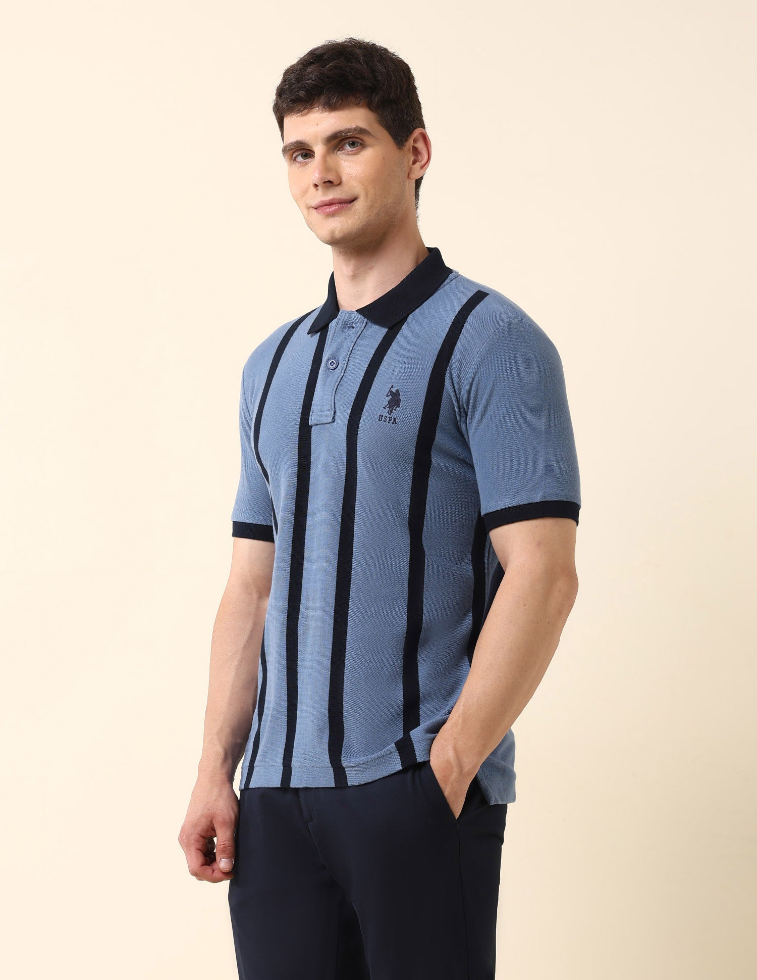 Vertical Striped Classic Polo Shirt Blue - U.S. Polo Assn. India | Large