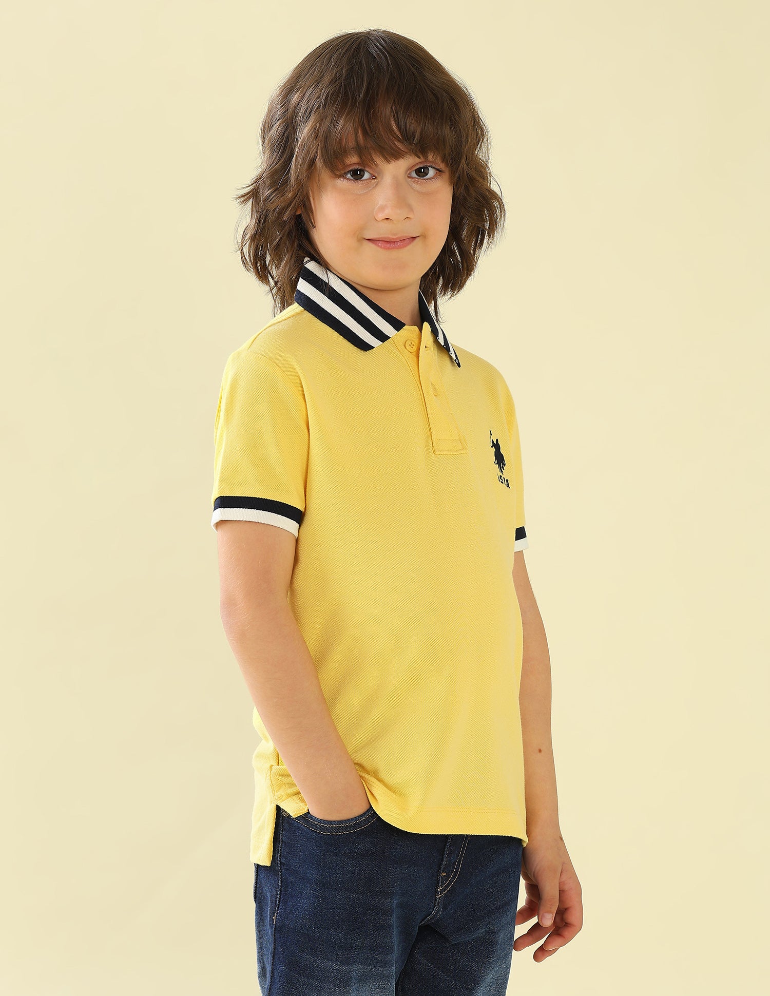 Solid Regular Fit Polo Shirt Yellow - U.S. Polo Assn. India | Large