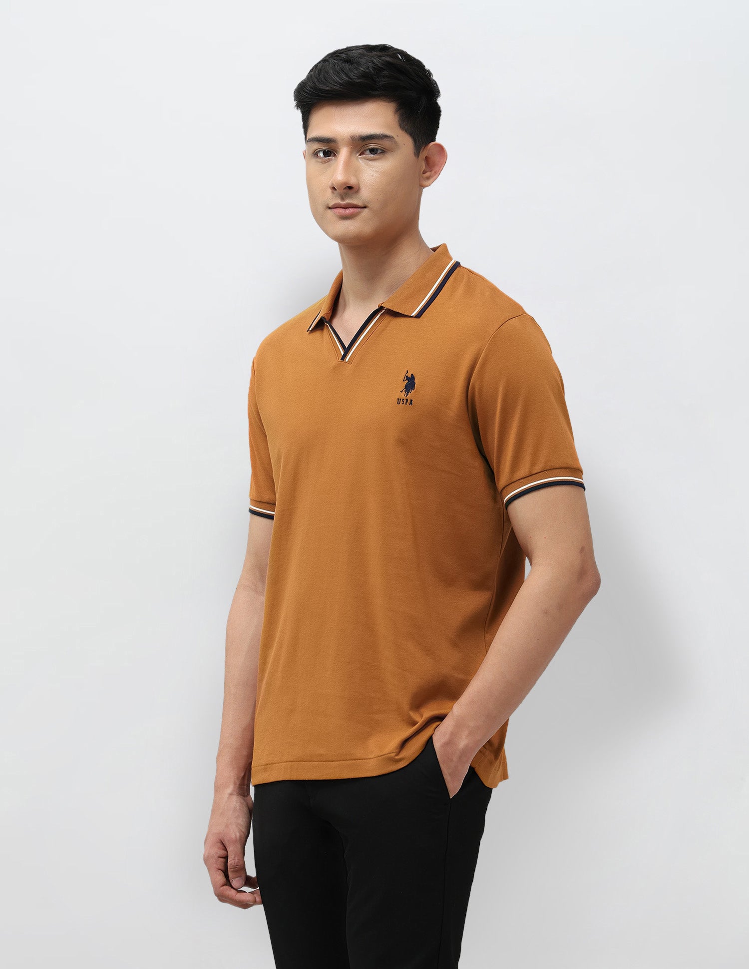 Pure Cotton Slim Fit Polo Shirt Brown - U.S. Polo Assn. India | Large