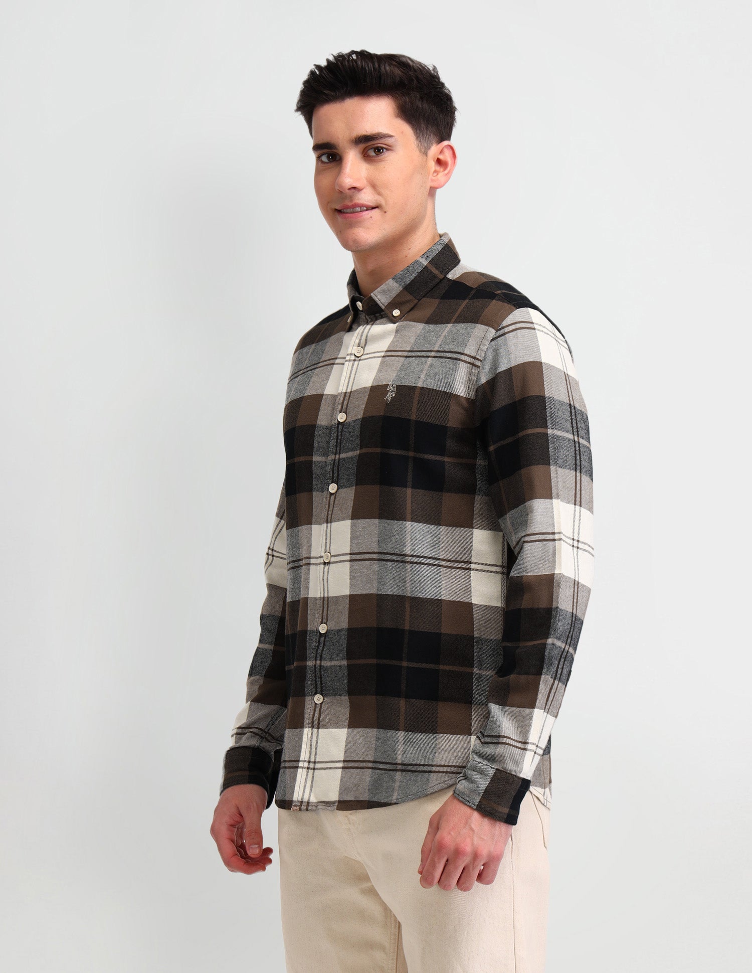 Plaid Checked Cotton Shirt Brown - U.S. Polo Assn. India | Large