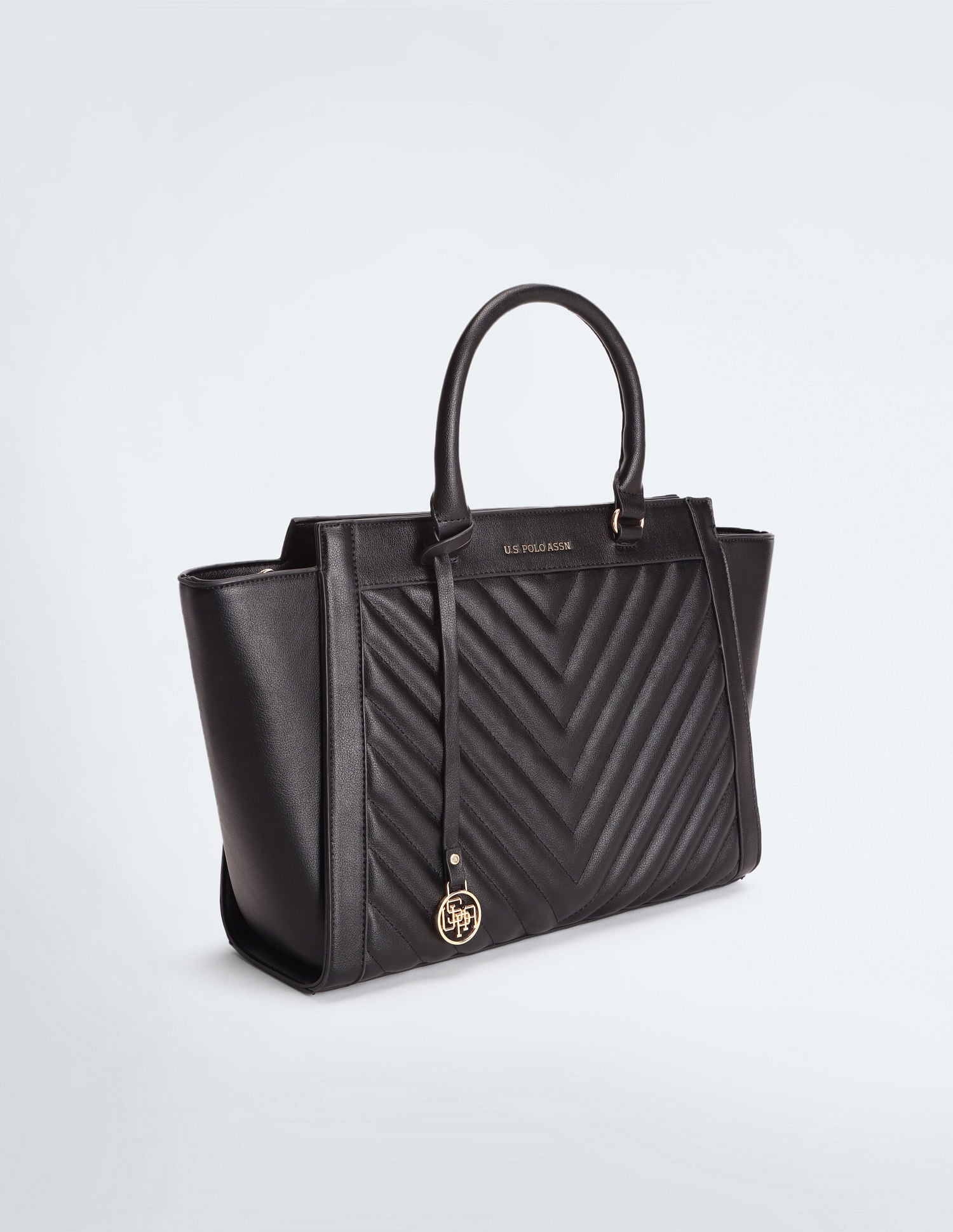 Chevron Quilted Structured Handbag Black - U.S. POLO ASSN. | Large