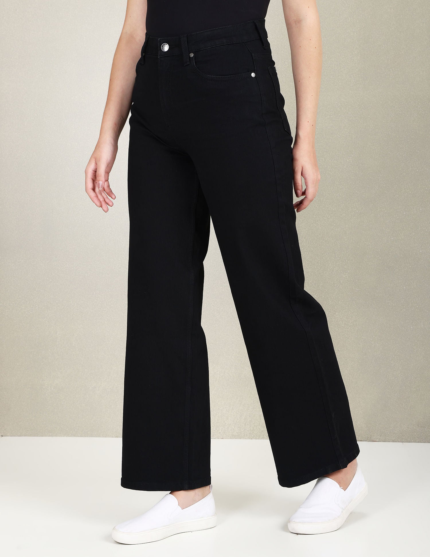 High Rise Wide Leg Jeans Black - U.S. POLO ASSN. | Large