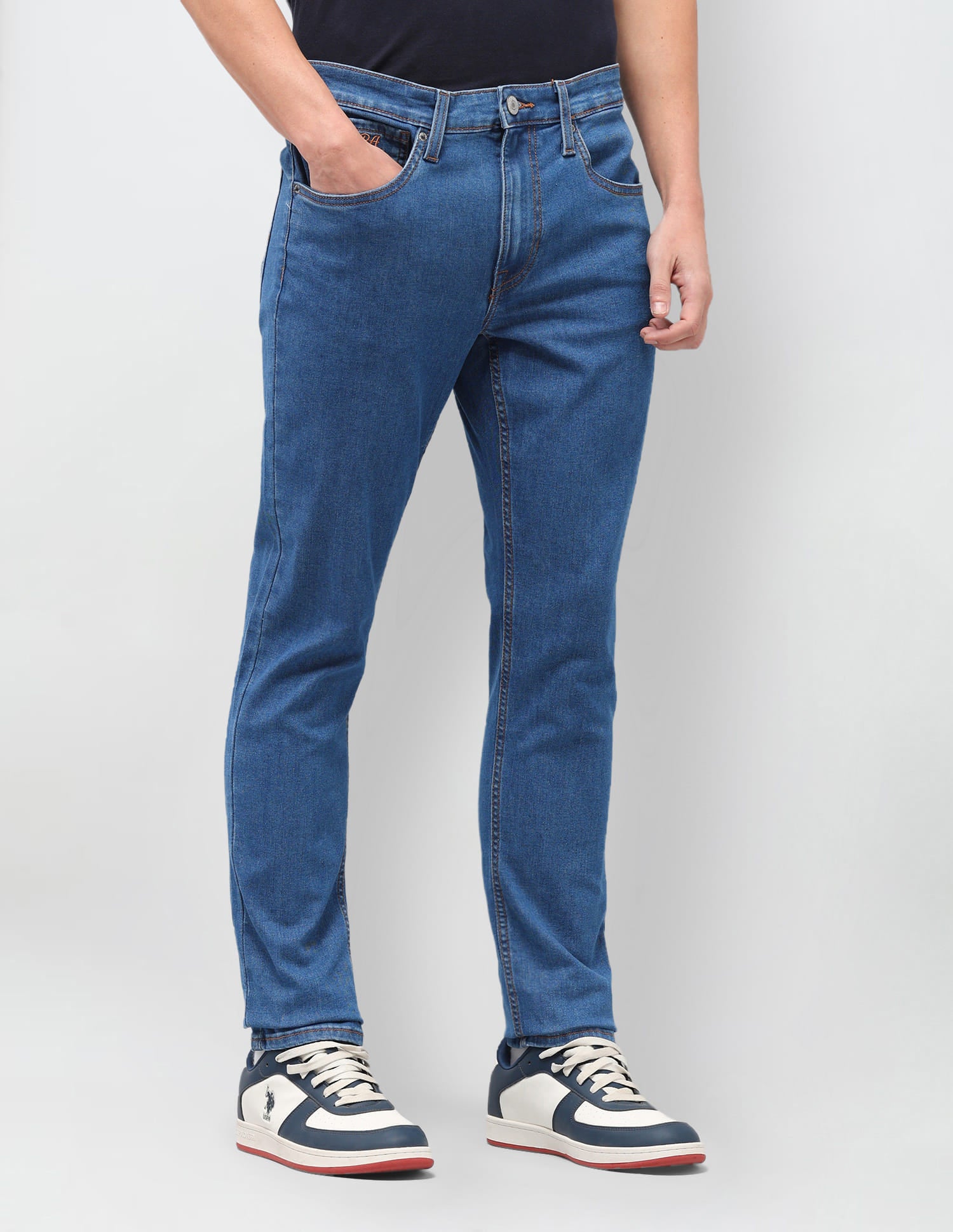 Solid Slim Fit Jeans Blue - U.S. Polo Assn. India | Large