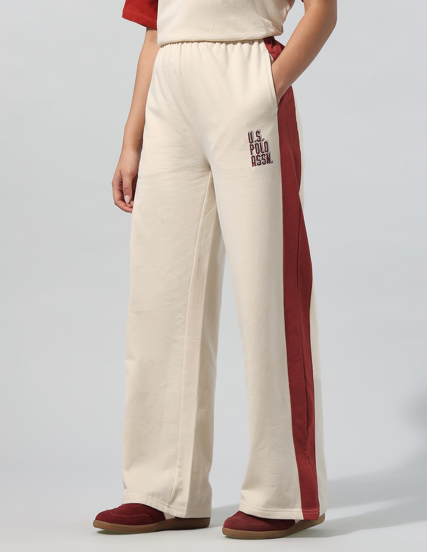 High Rise Wide Leg Trousers White - U.S. Polo Assn. India | Large