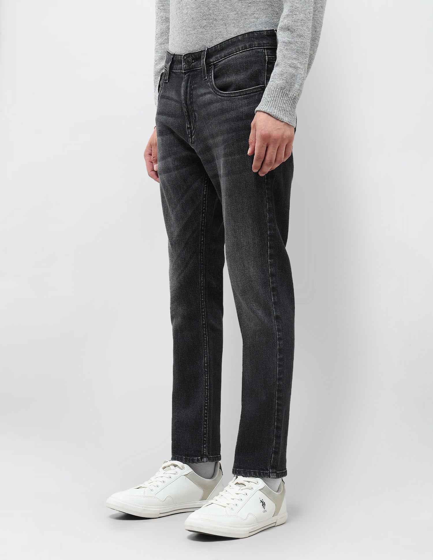 Henry Tapered Fit Whiskered Jeans Mid Grey - U.S. POLO ASSN. | Large