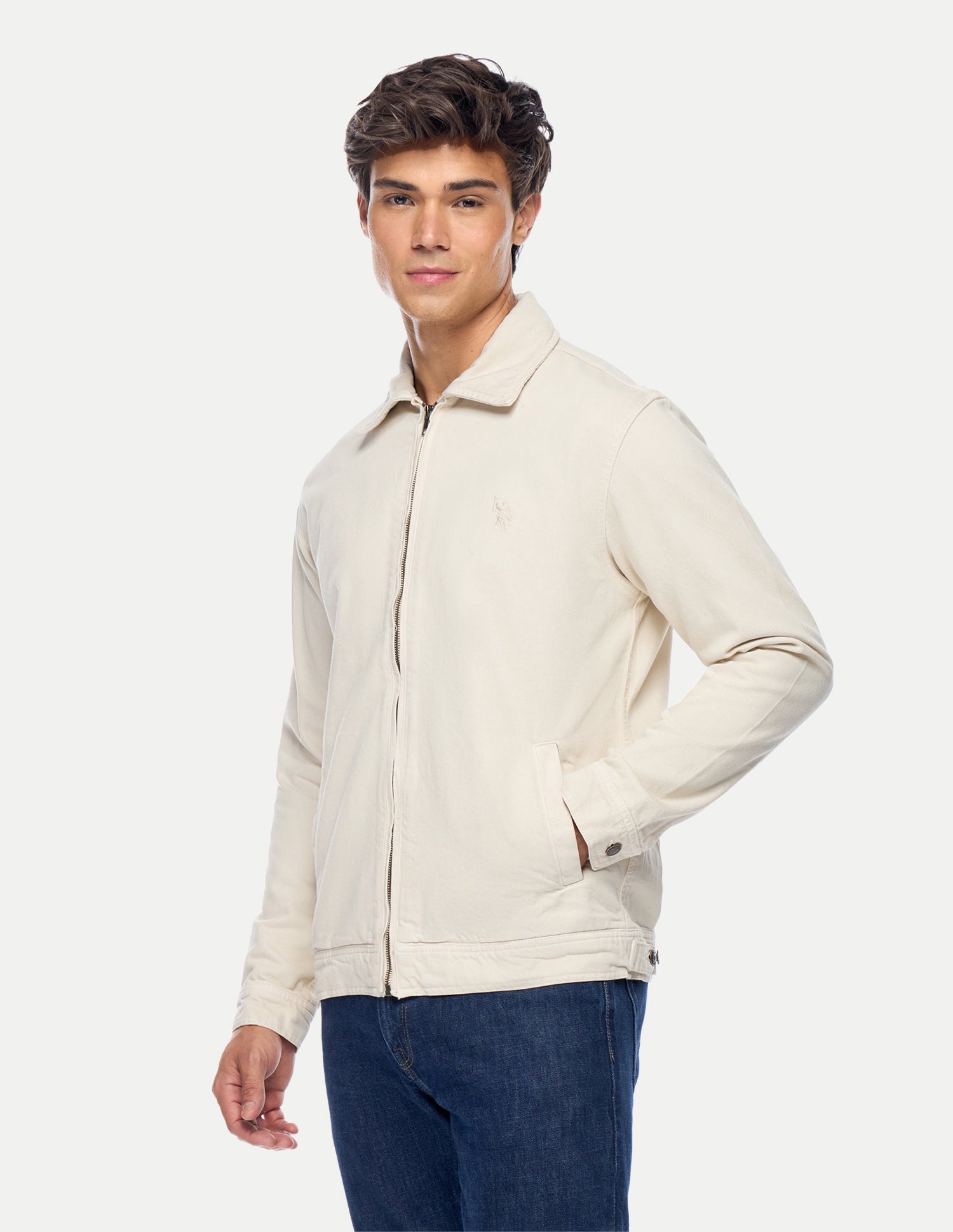 Solid Regular Fit Jacket Ecru - U.S. Polo Assn. India | Large