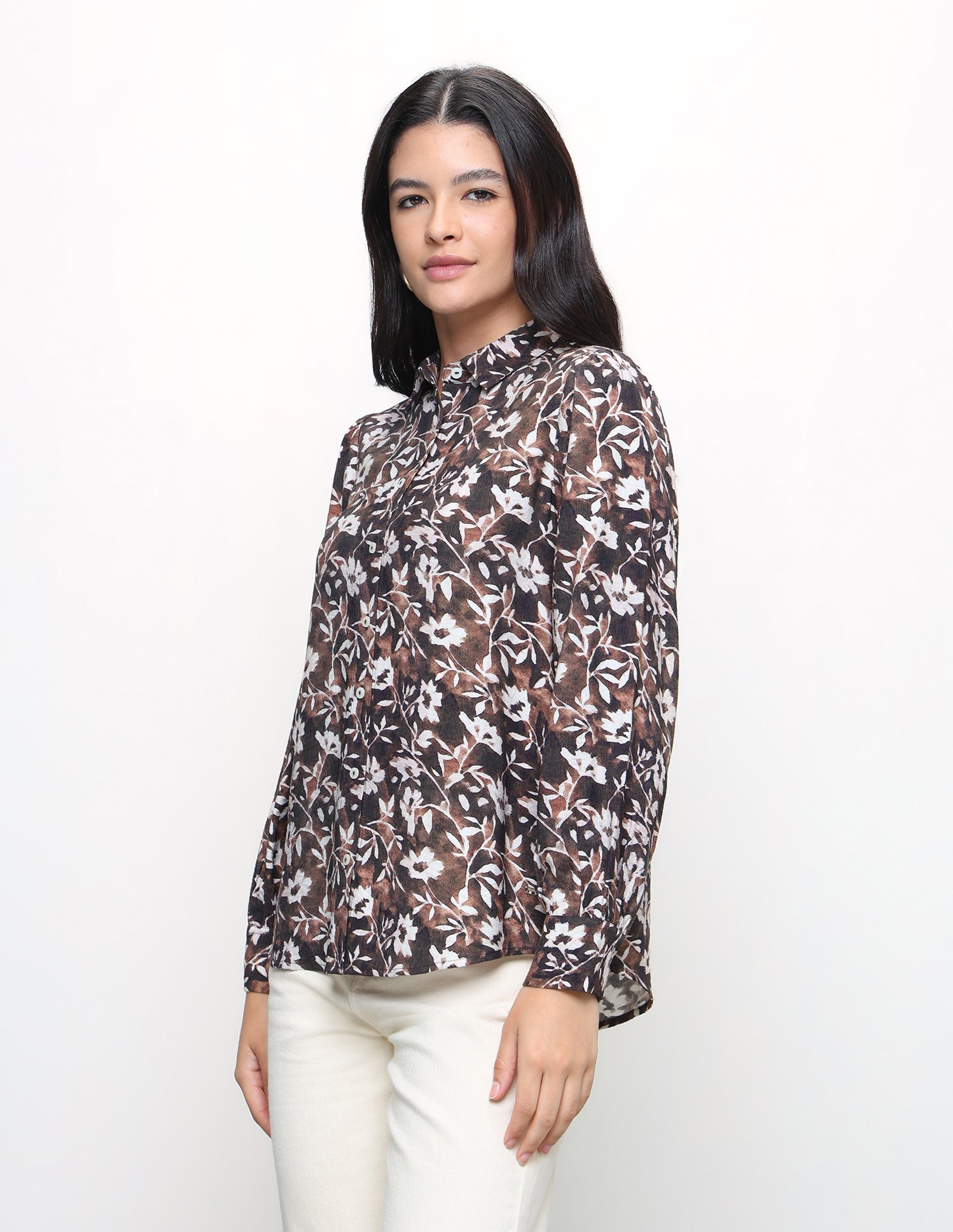 Floral Printed Regular Fit Shirt Dark Brown - U.S. Polo Assn. India | Large