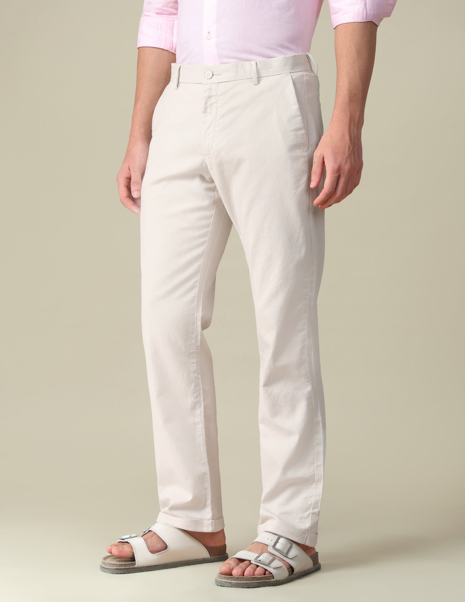Riley Straight Fit Mid Rise Trousers Beige - U.S. Polo Assn. India | Large