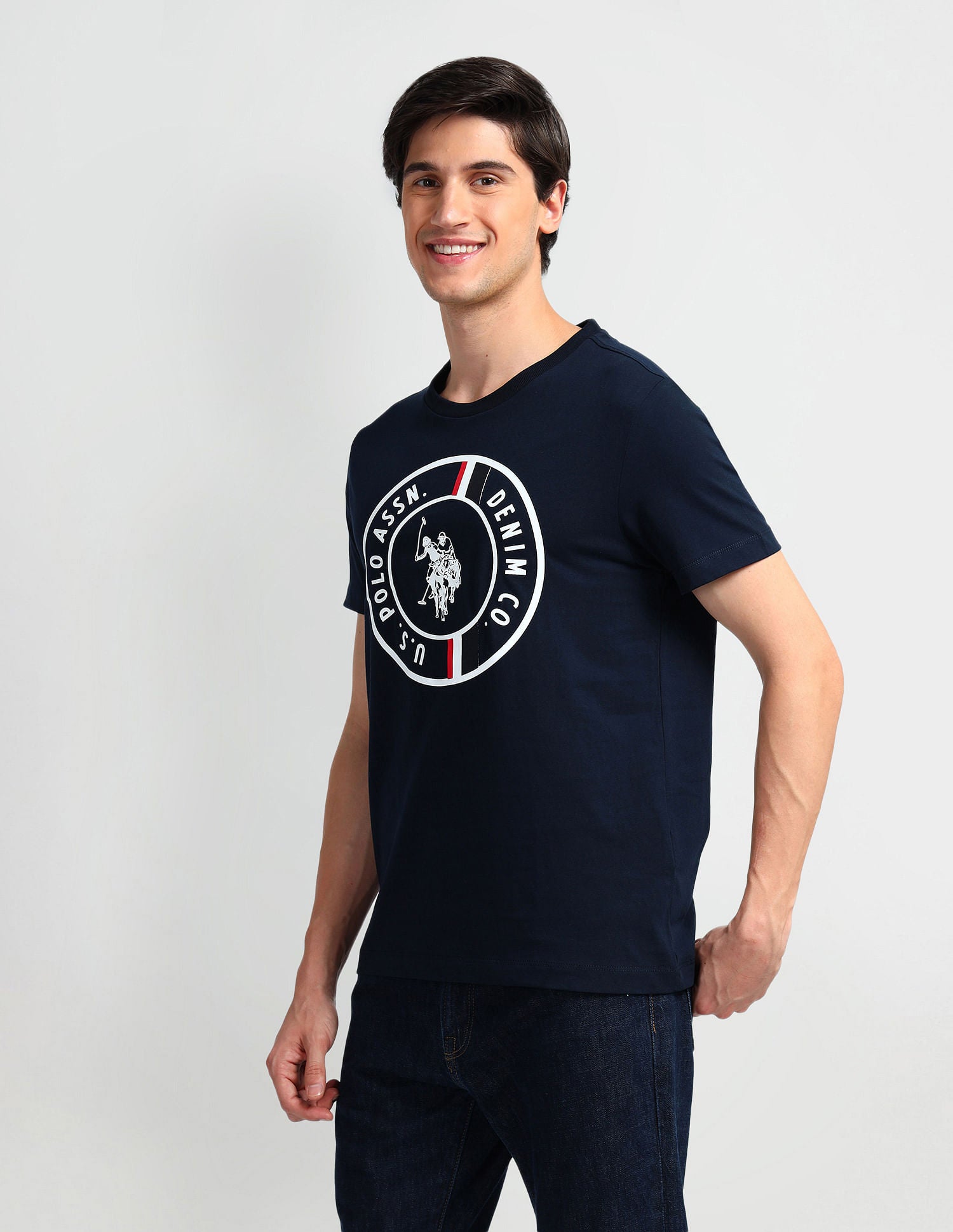 Brand Print Cotton T-Shirt Dark Navy - U.S. POLO ASSN. | Large