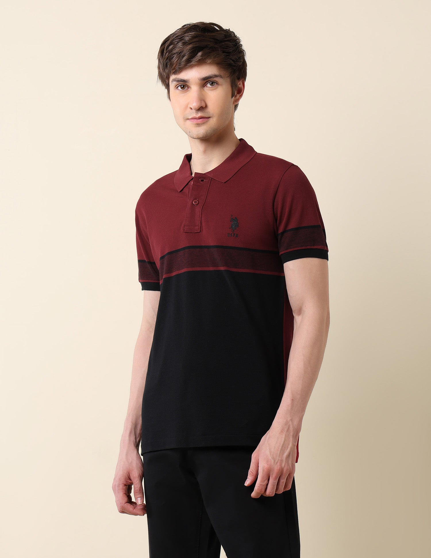 Colourblocked Classic Polo Shirt Wine - U.S. Polo Assn. India | Large