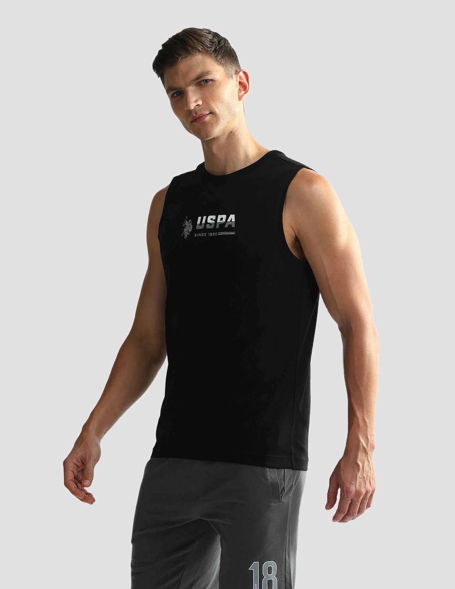 Solid Cotton OEV06 Vest - Pack Of 1 Black - U.S. POLO ASSN. | Large