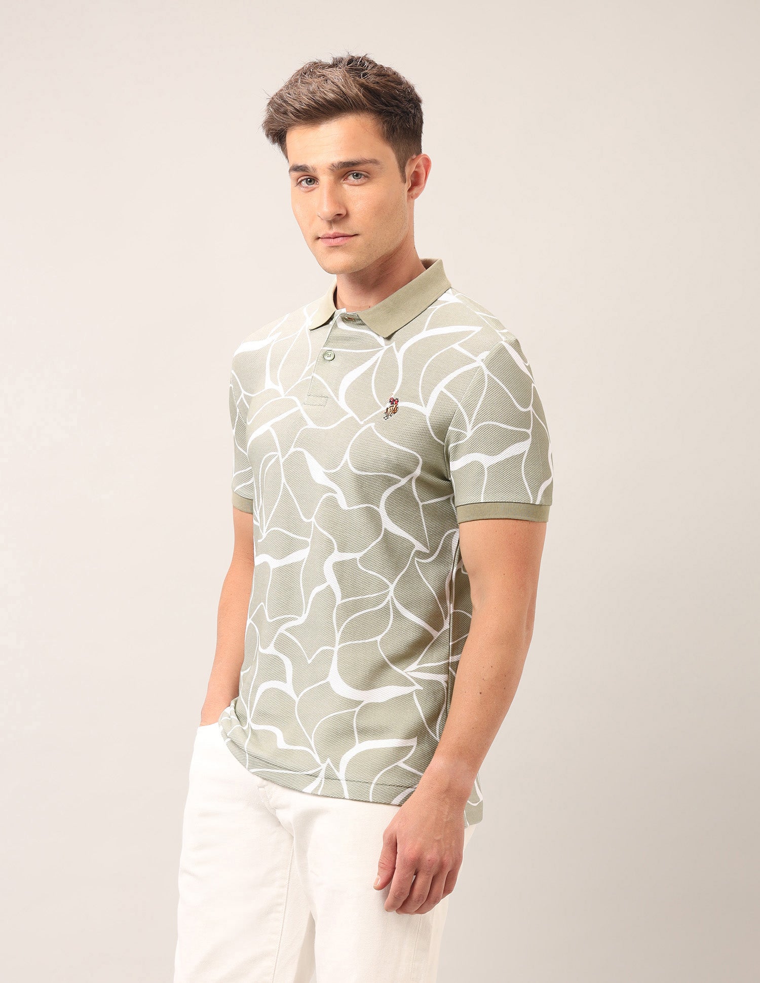 Muscle Fit Outdoor Polo Shirt Light Green - U.S. Polo Assn. India | Large