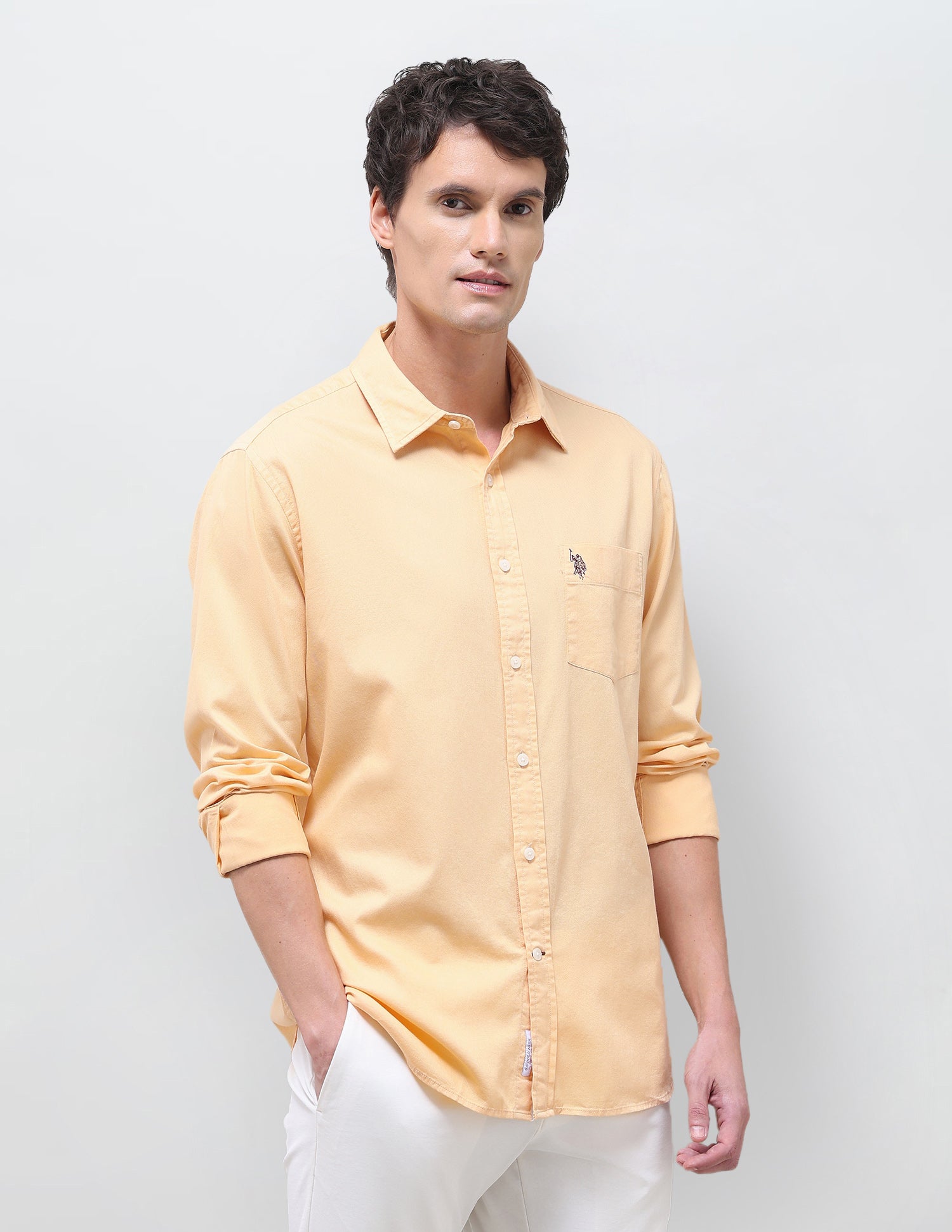 Solid Tailored Fit Shirt Yellow - U.S. Polo Assn. India | Large