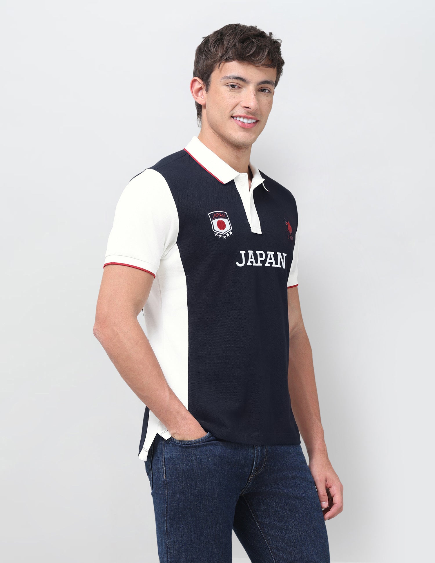 Colourblocked Slim Fit Polo Shirt Navy - U.S. Polo Assn. India | Large