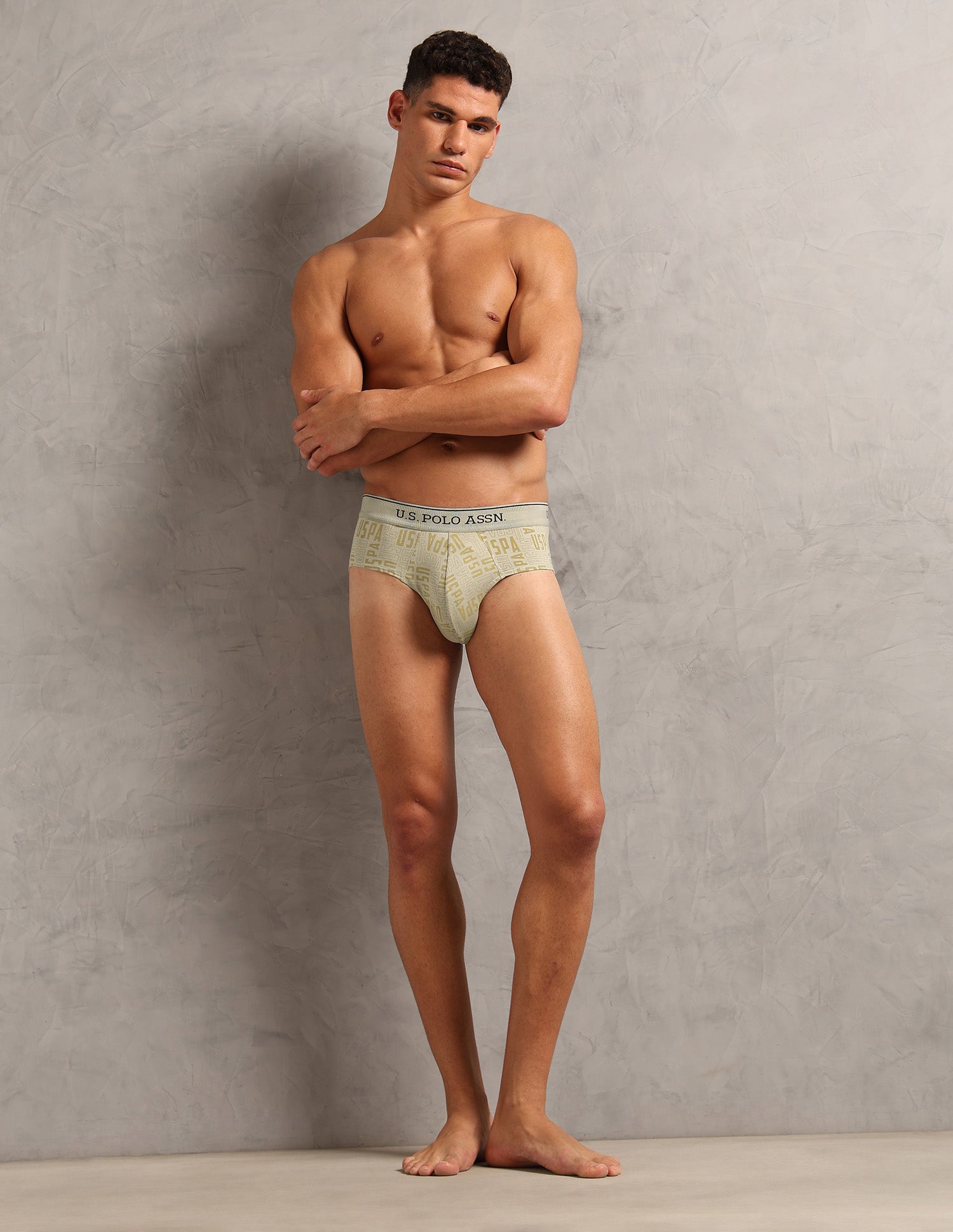 Moisture Wicking Cotton OEB17 Briefs - Pack Of 3 Aop Antle, Aop Oatmeal and Granite Green - U.S. POLO ASSN. | Large