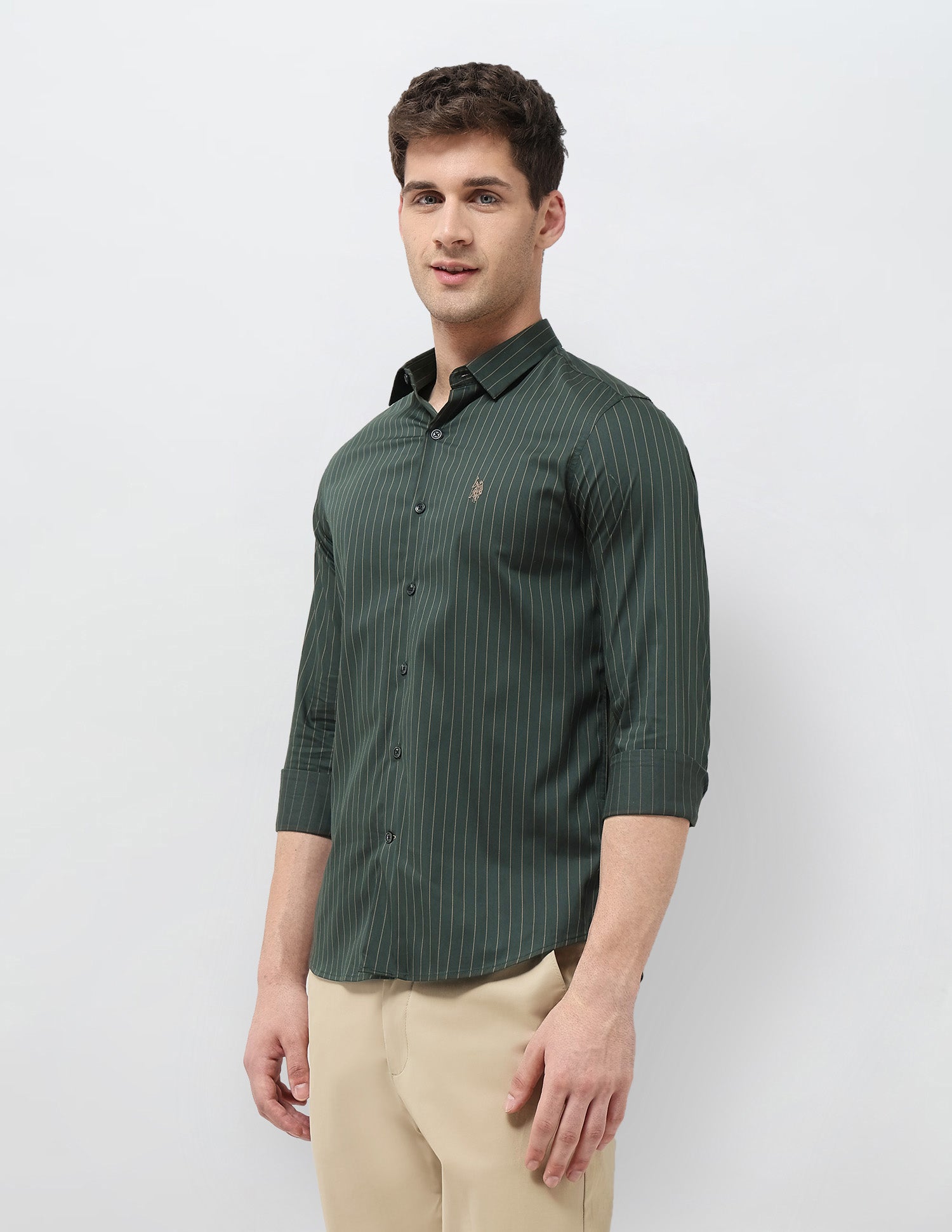 Twill Tailored Fit Shirt Olive - U.S. POLO ASSN. | Large