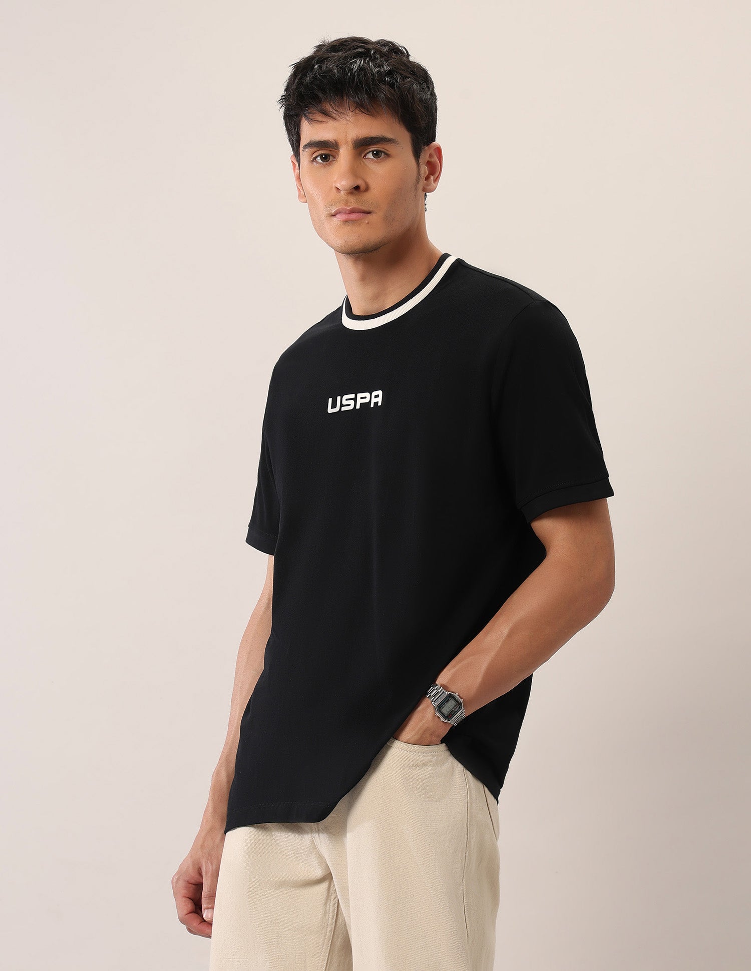 Relaxed Fit Pure Cotton T-Shirt Black - U.S. Polo Assn. India | Large