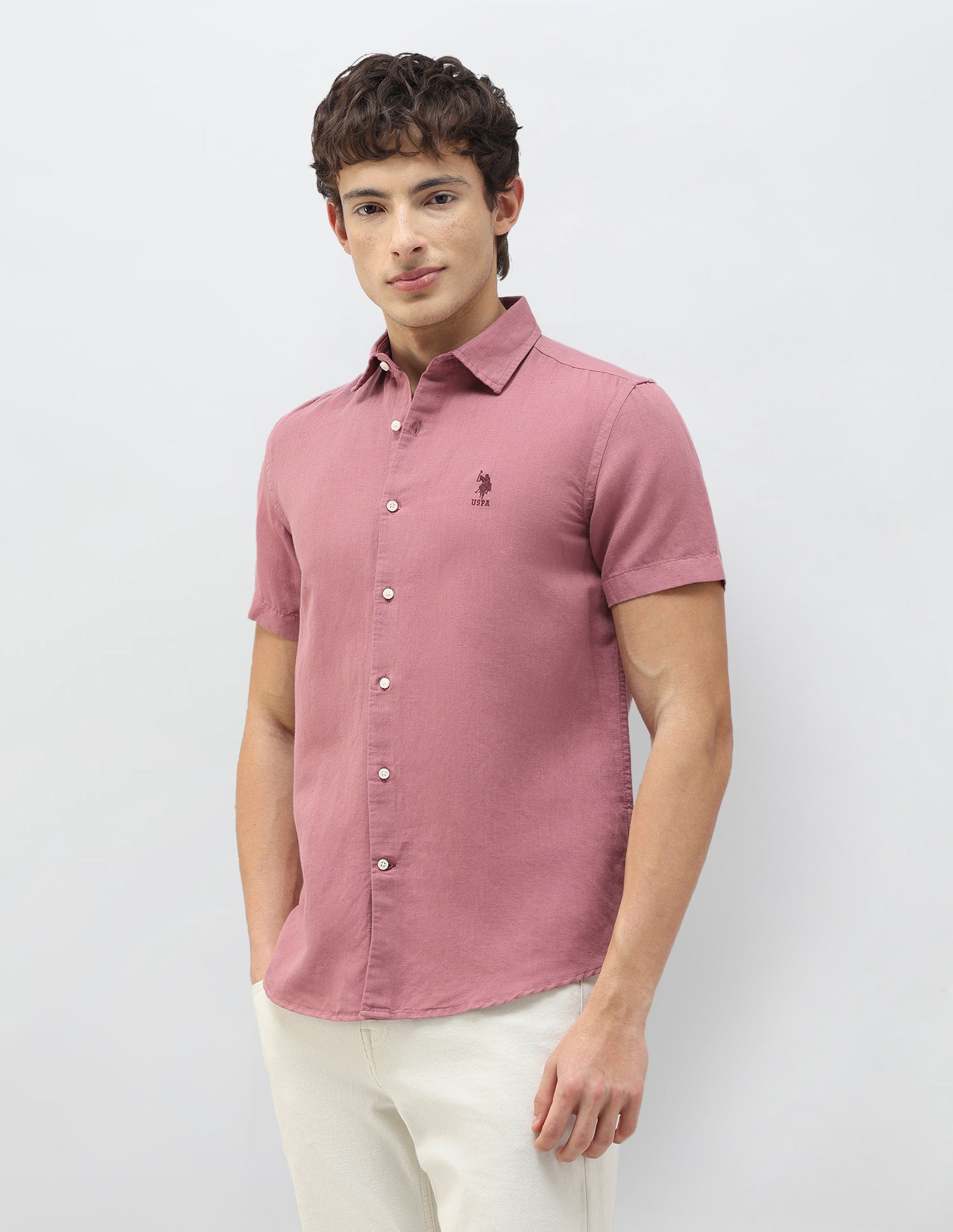 Motel On The Coast Regular Fit Shirt Dark Pink - U.S. Polo Assn. India | Large