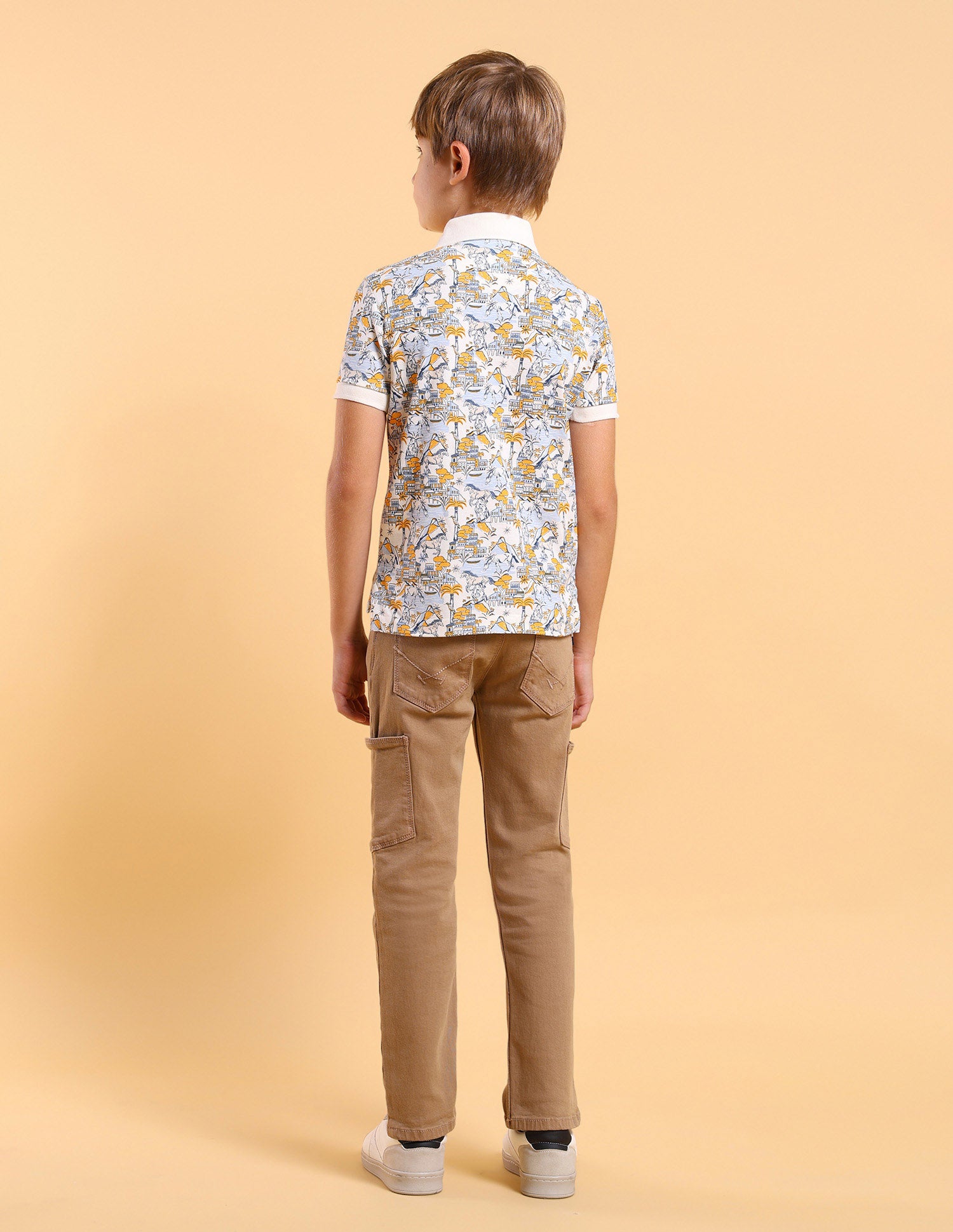 Boys All Over Printed Regular Fit Polo Shirt White - U.S. POLO ASSN. | Large