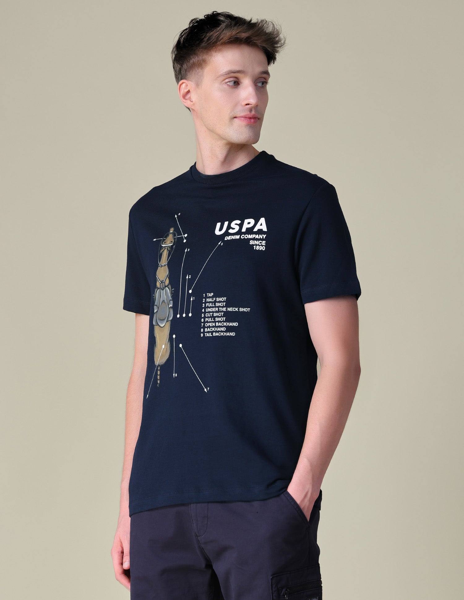 Graphic Brand Printed Relaxed Fit T-Shirt Navy - U.S. POLO ASSN. | Large
