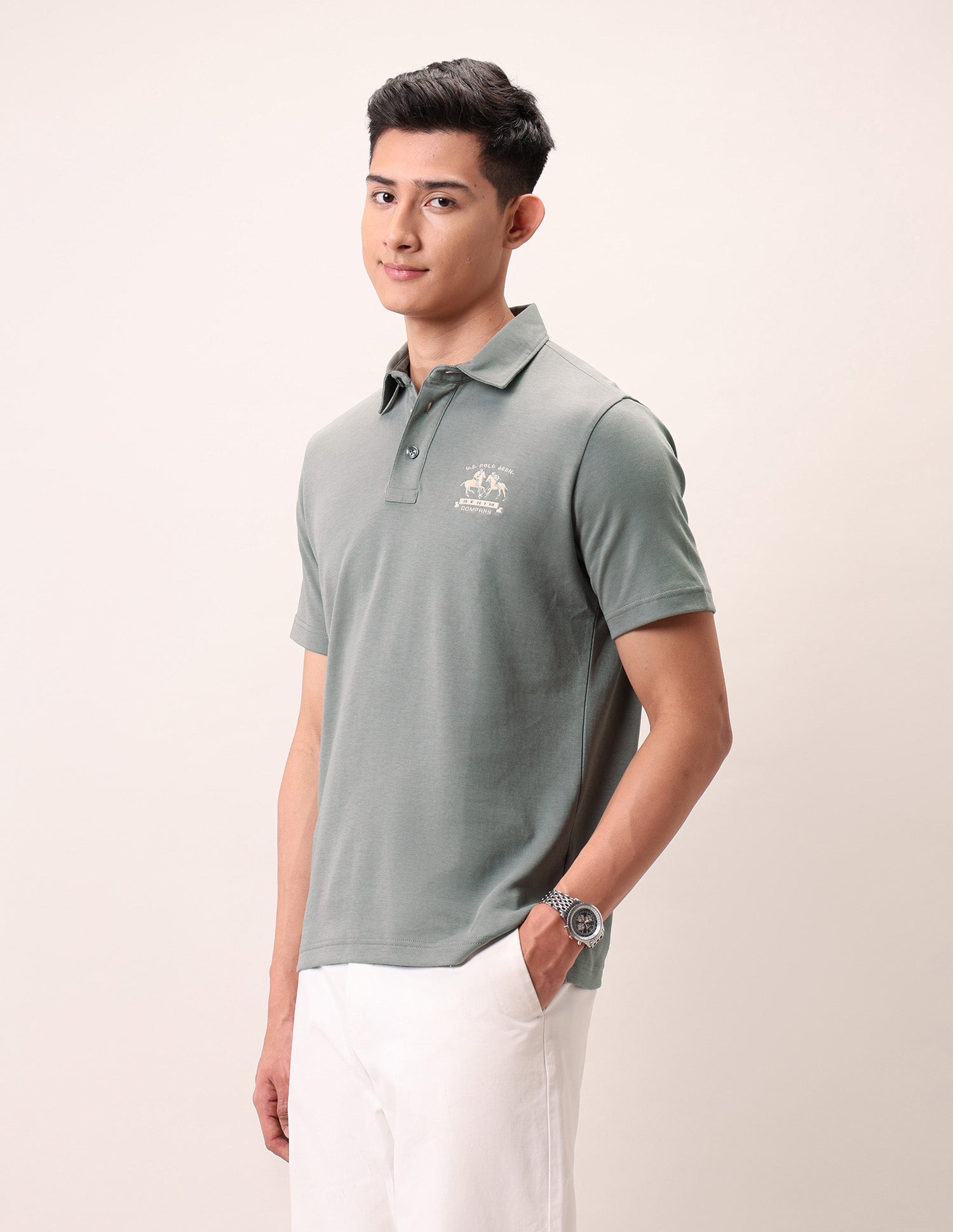 Muscle Fit Outdoor Polo Shirt Light Grey - U.S. Polo Assn. India | Large