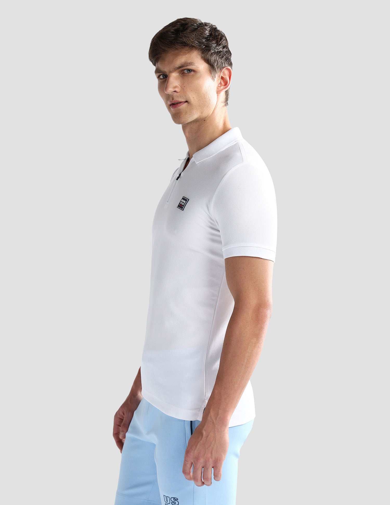 Slim Zipper Polo Shirt White - U.S. Polo Assn. India | Large