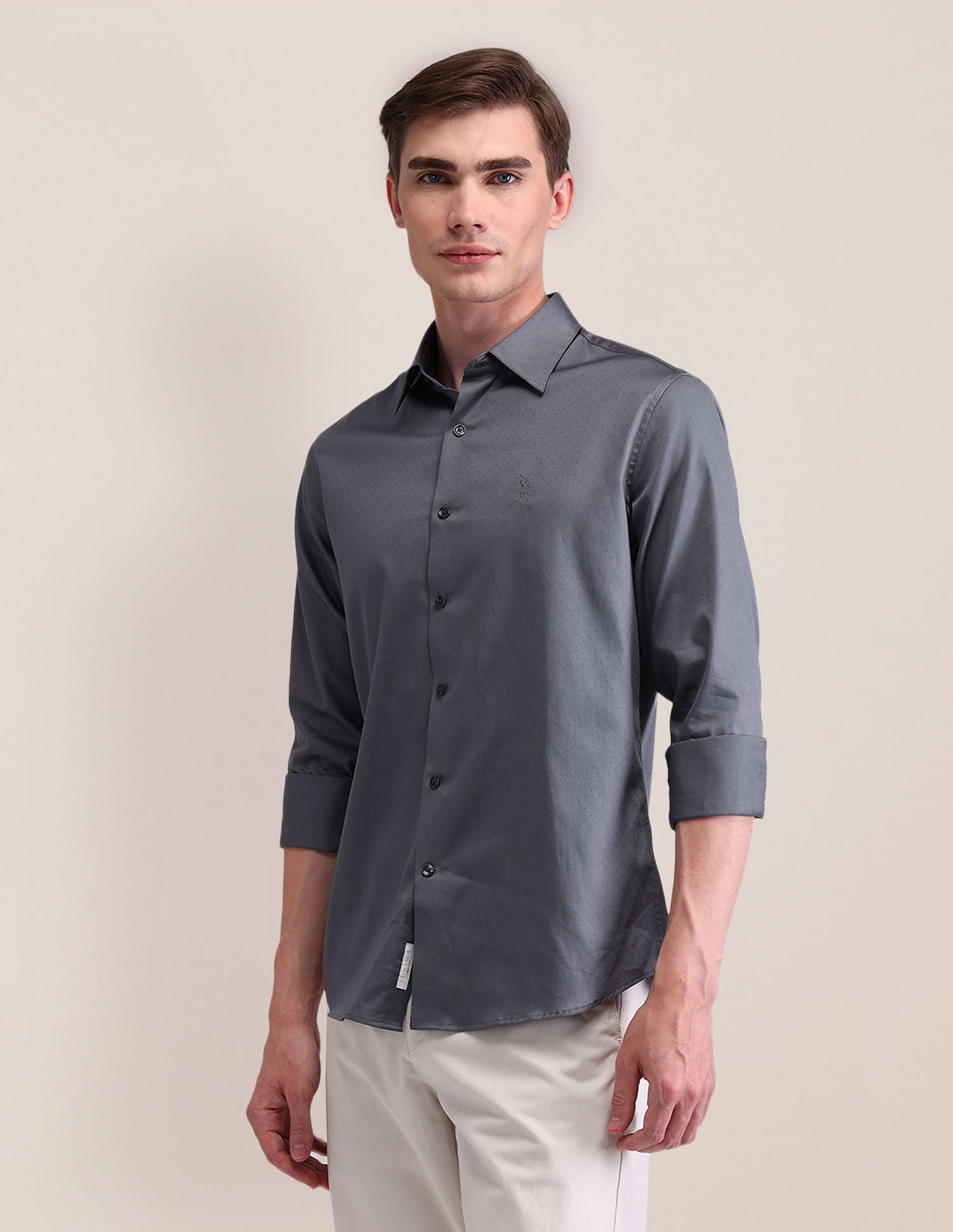 Solid Regular Fit Shirt Grey - U.S. POLO ASSN. | Large