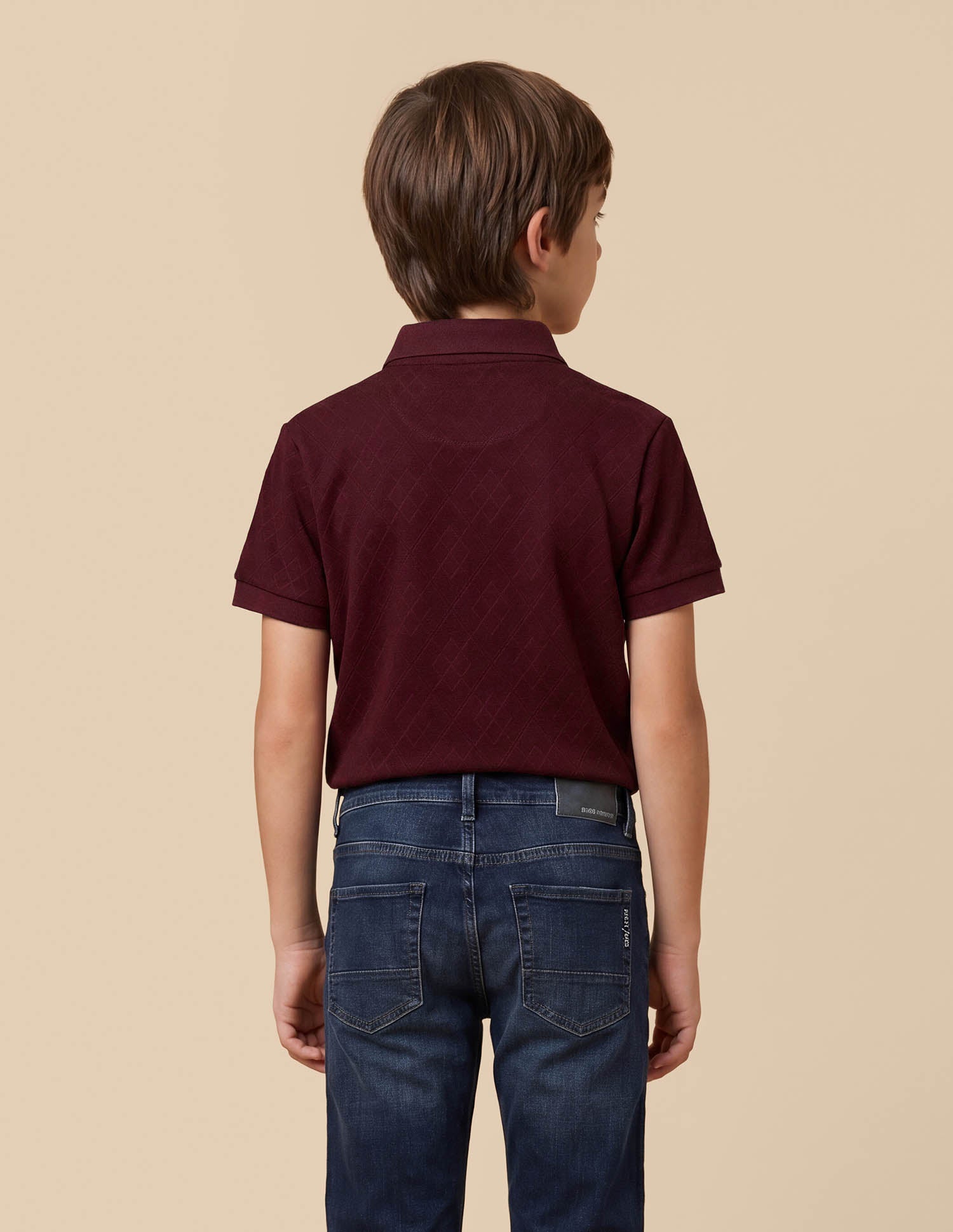 Geometric Self Design Regular Fit Polo Shirt Dark Red - U.S. Polo Assn. India | Large