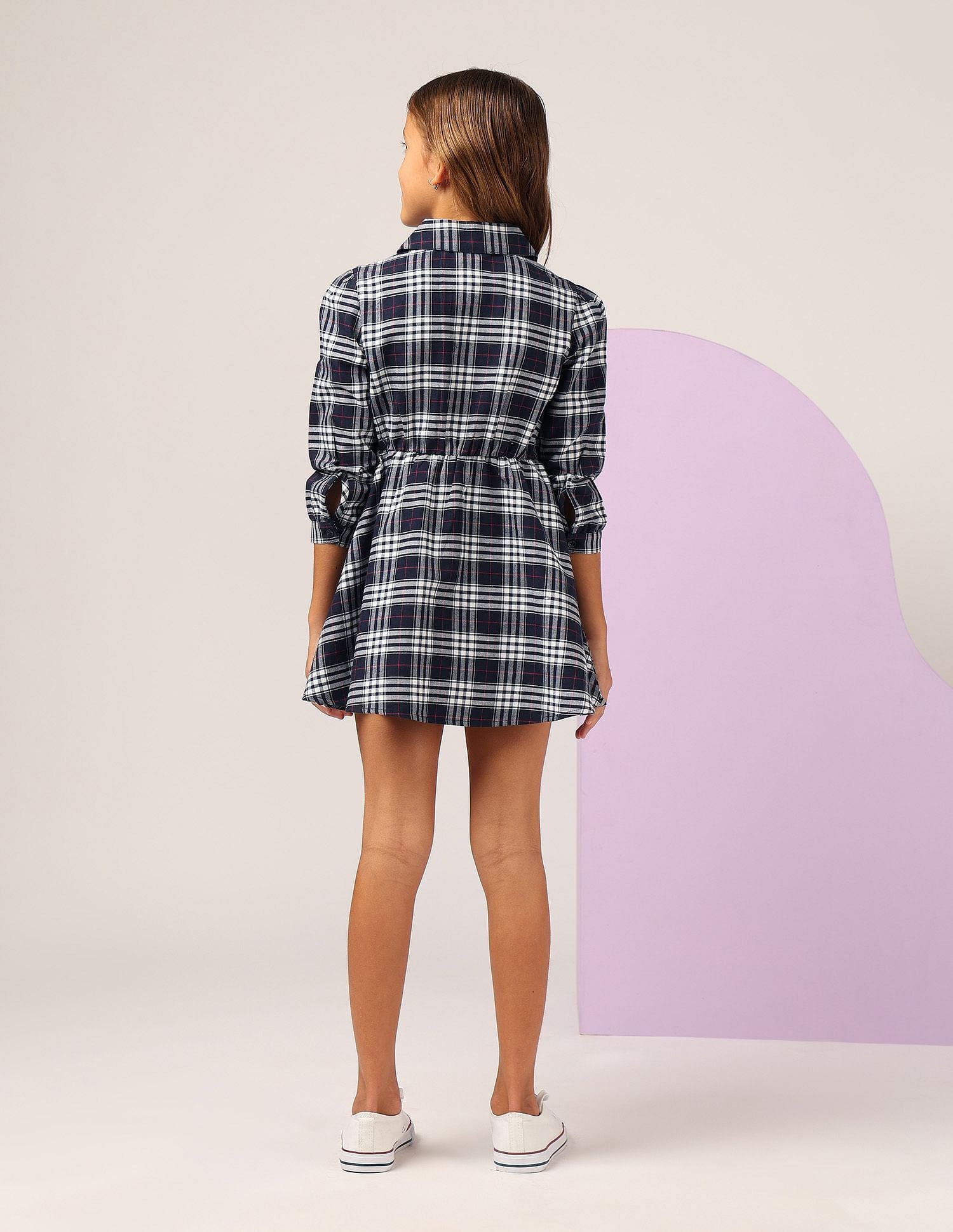 Girls Checked A-Line Dress Navy - U.S. POLO ASSN. | Large