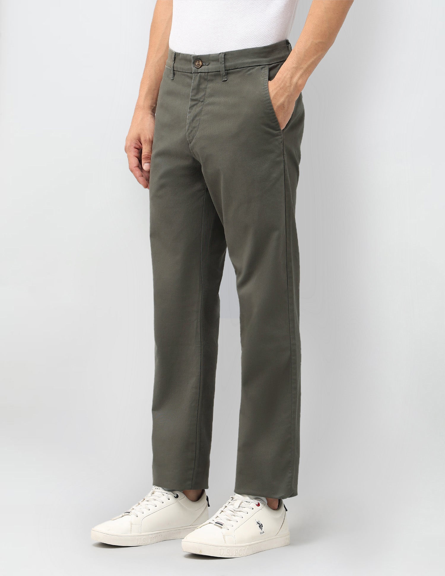 Riley Straight Fit Twill Trousers Olive - U.S. POLO ASSN. | Large