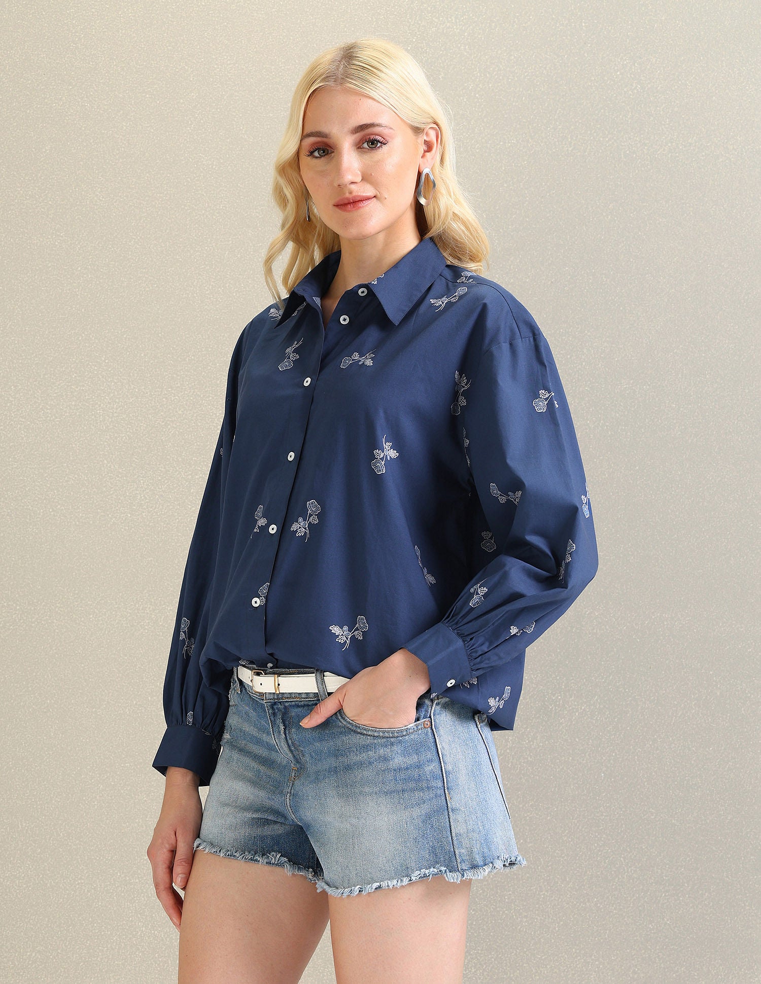 Pure Cotton Floral Shirt Blue - U.S. Polo Assn. India | Large