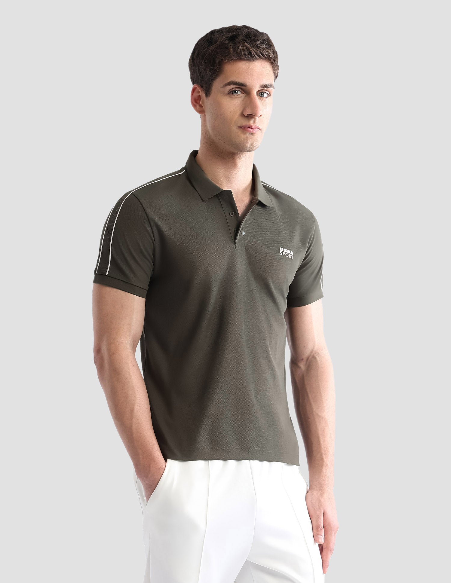 Solid Regular Fit Active Polo Shirt Olive - U.S. POLO ASSN. | Large