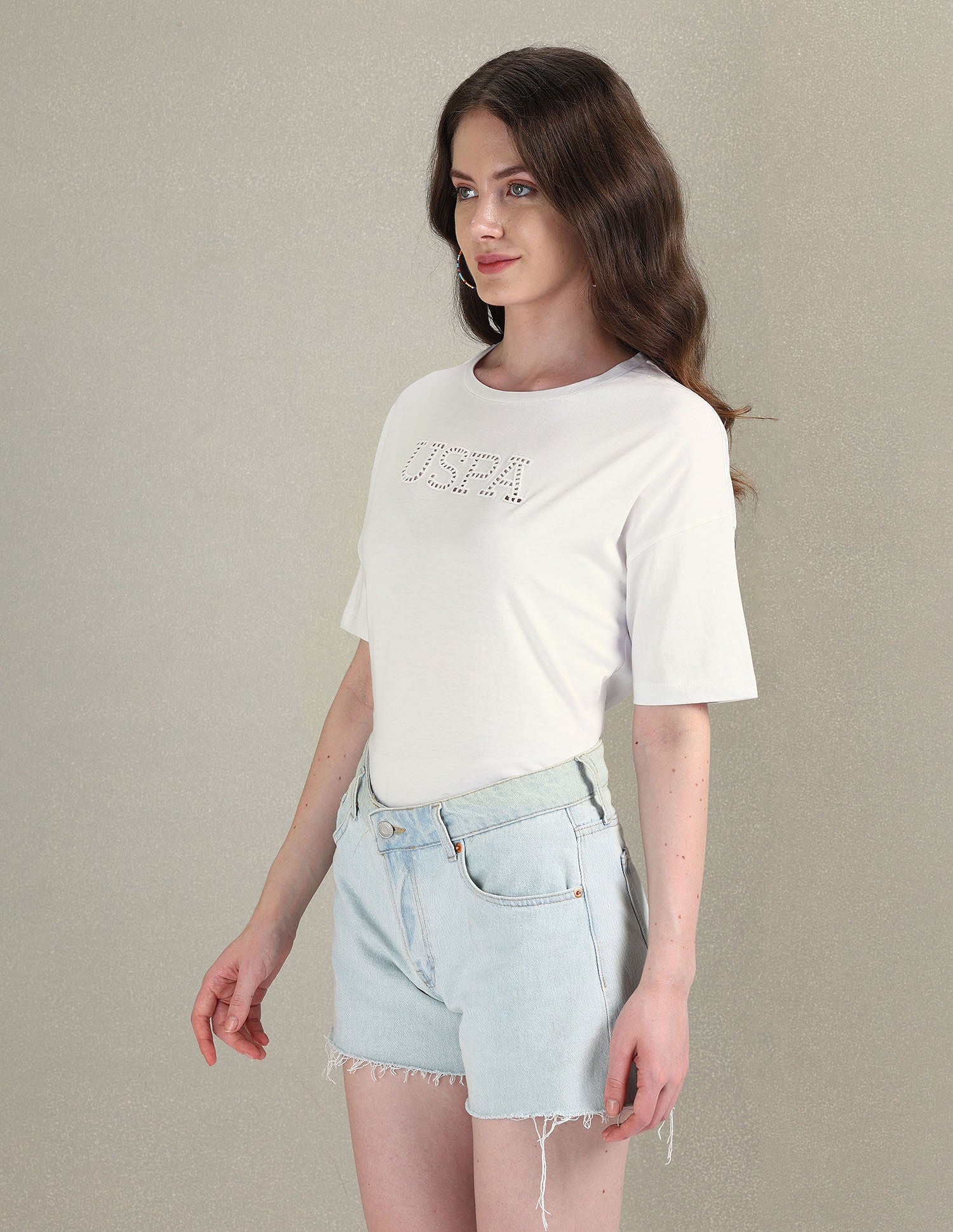 Cutwork Logo Cotton T-Shirt White - U.S. POLO ASSN. | Large