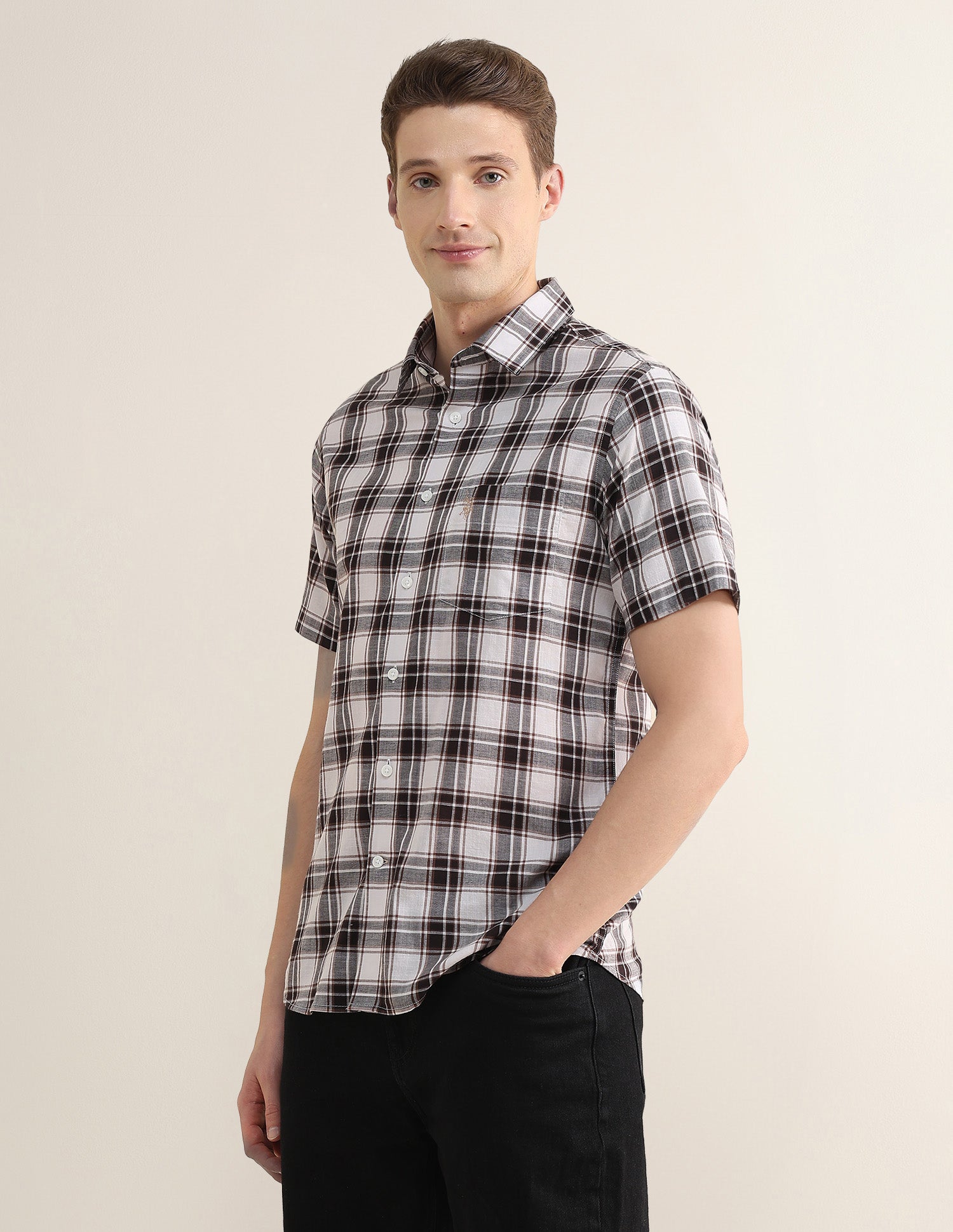 Plaid Checked Regular Fit Shirt Dark Brown - U.S. Polo Assn. India | Large
