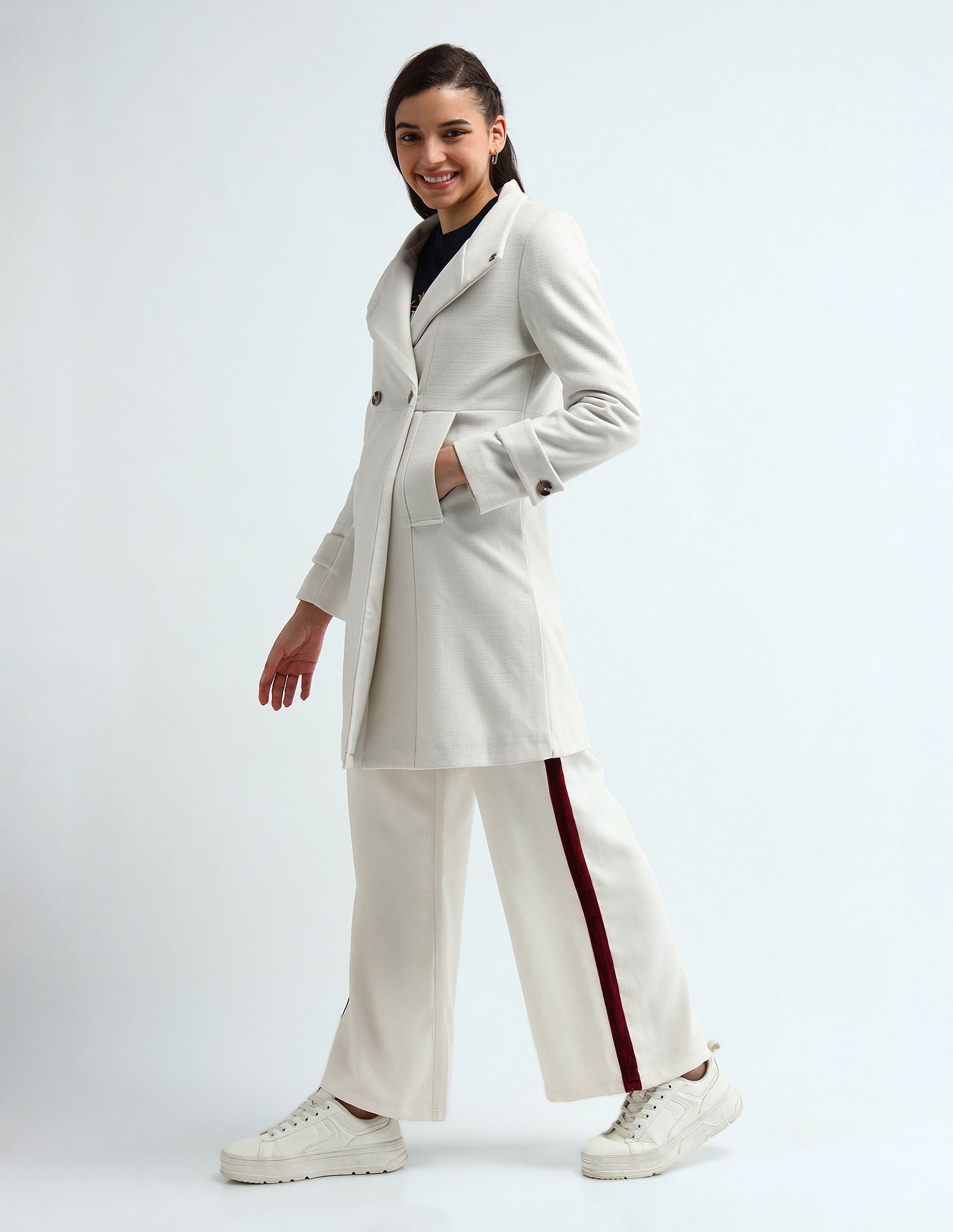 Double Breasted A Line Jacket White - U.S. Polo Assn. India | Large