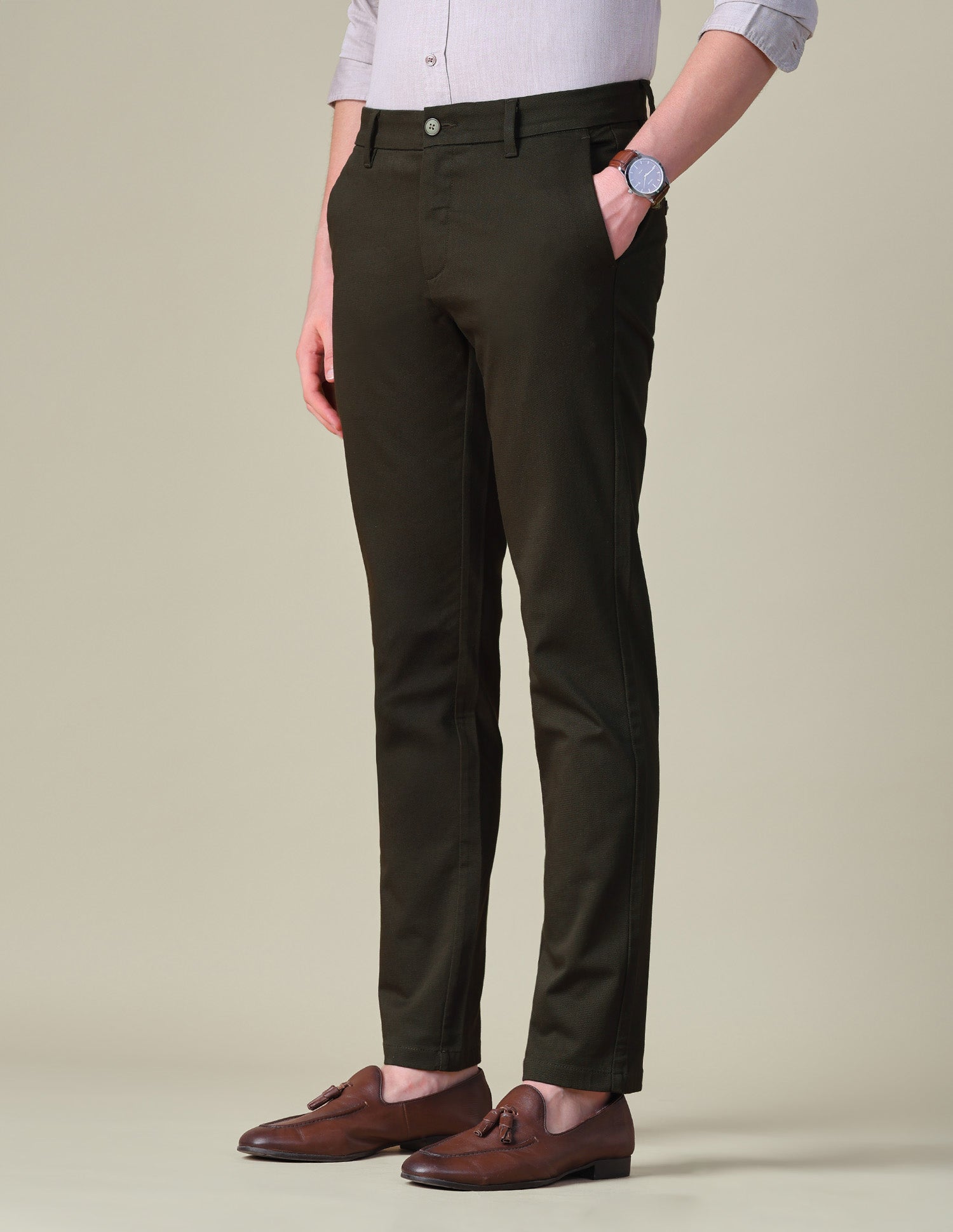 Dobby Denver Slim Fit Trousers Choco Brown - U.S. POLO ASSN. | Large