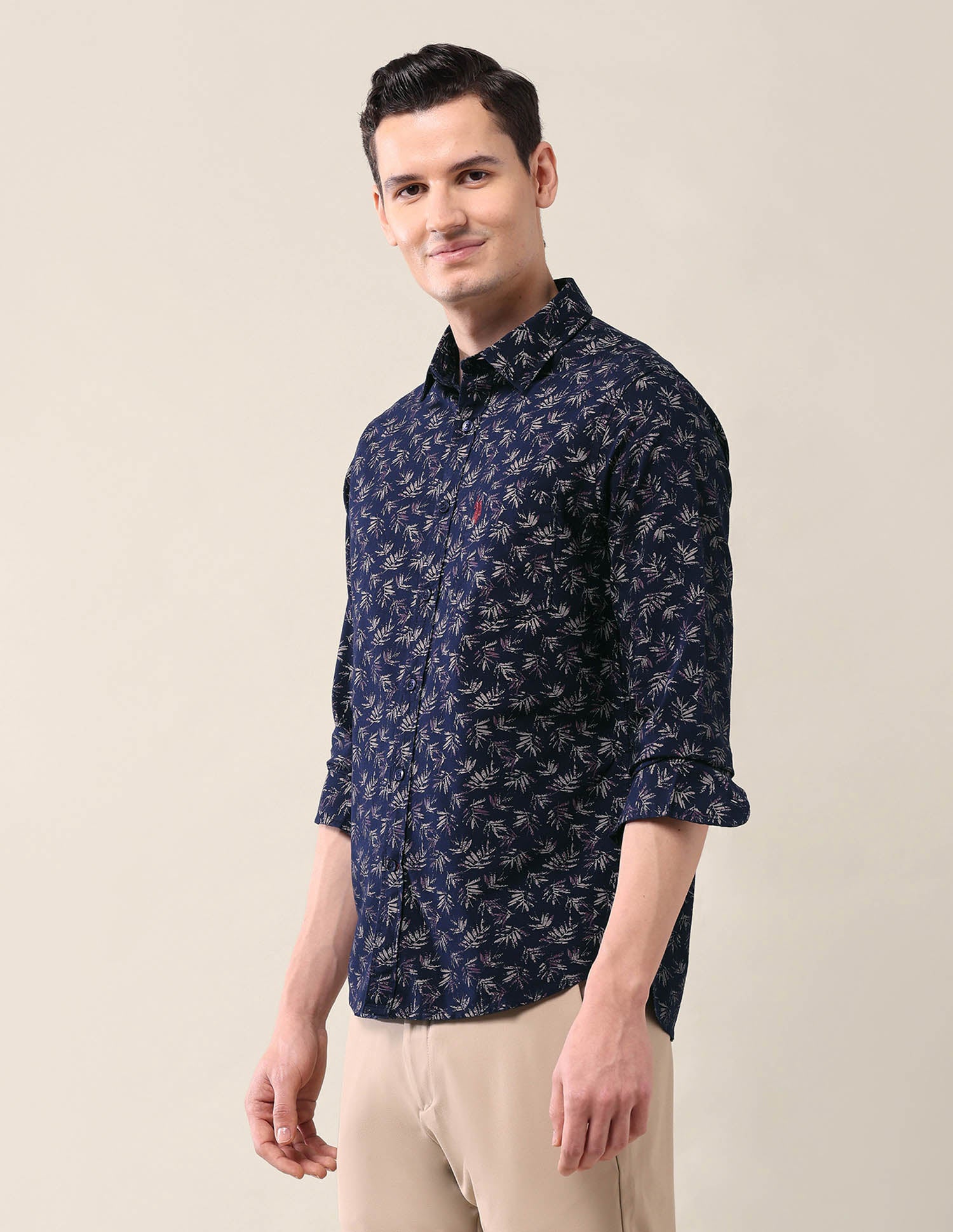 All-Over Printed Tailored Fit Shirt Navy - U.S. Polo Assn. India | Large