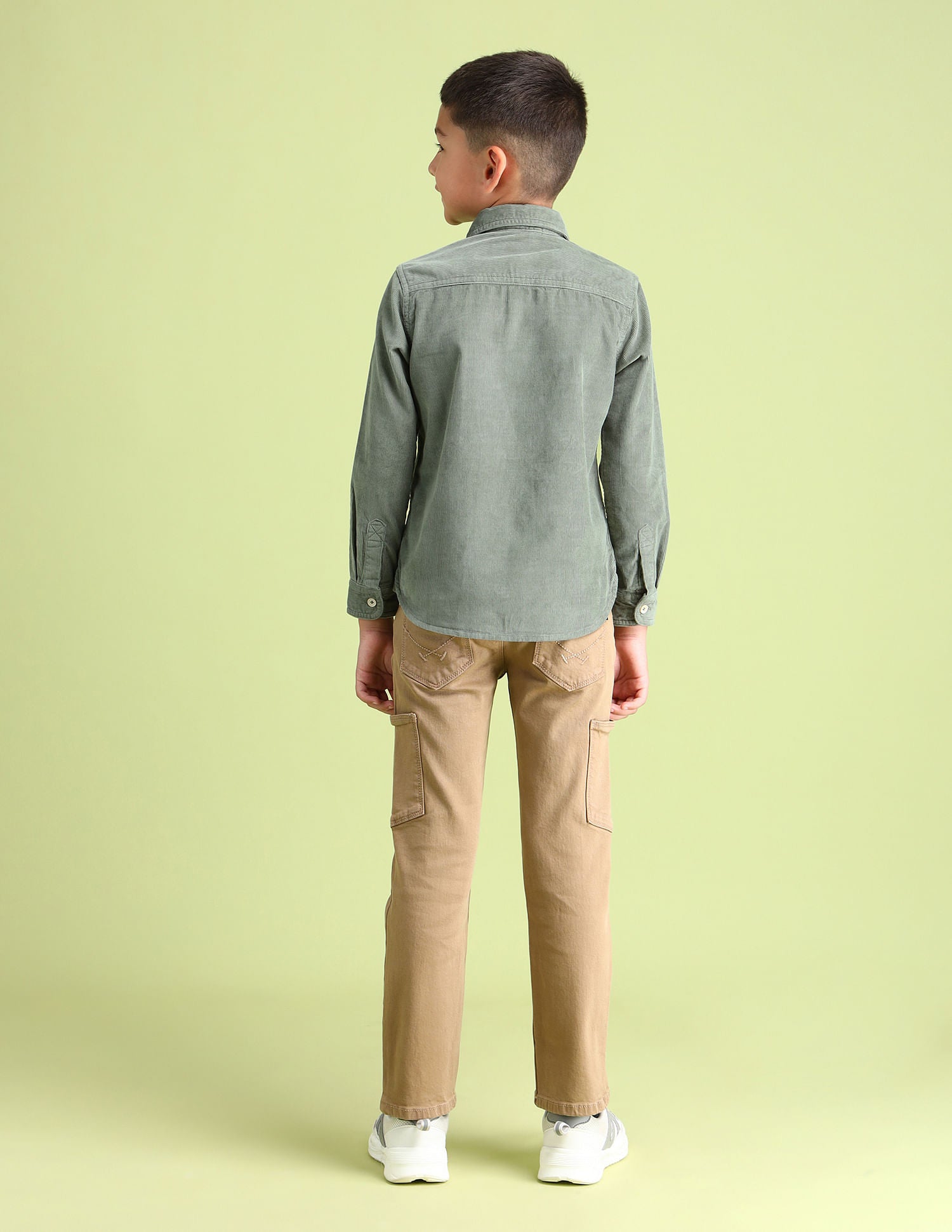 Regular Fit Corduroy Shirt Light Olive - U.S. Polo Assn. India | Large