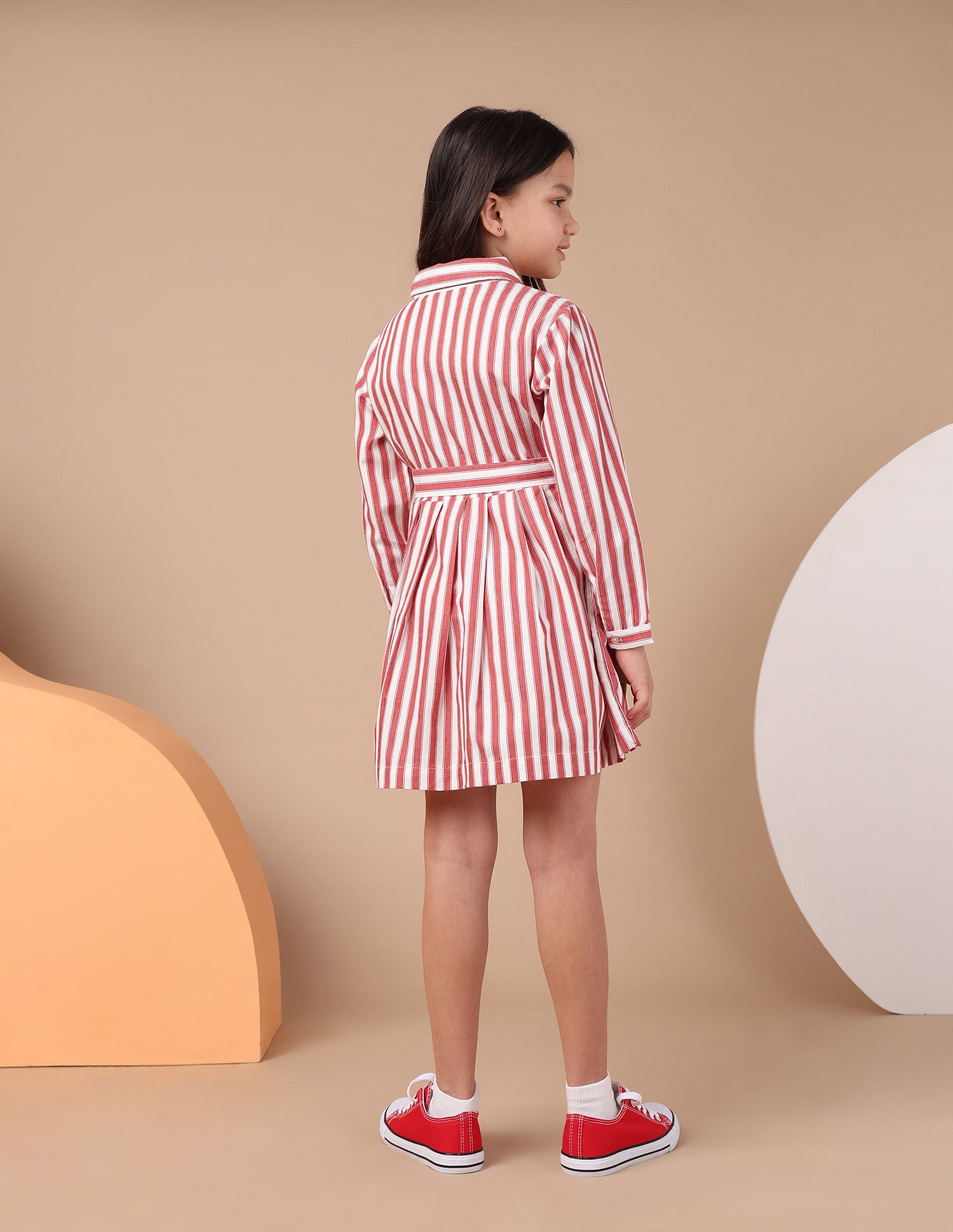 Girls Vertical Striped Shirt Dress Red - U.S. POLO ASSN. | Large