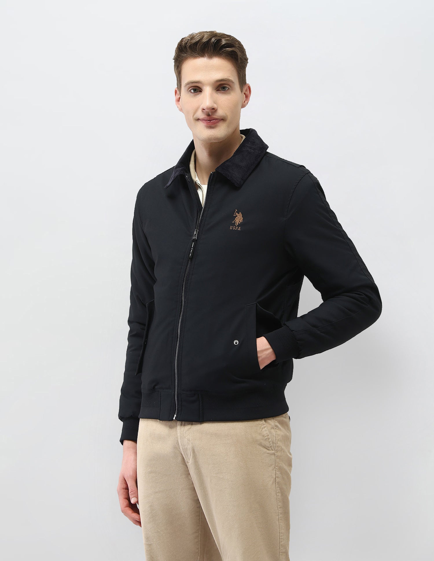 Solid Regular Fit Casual Jacket Black - U.S. Polo Assn. India | Large