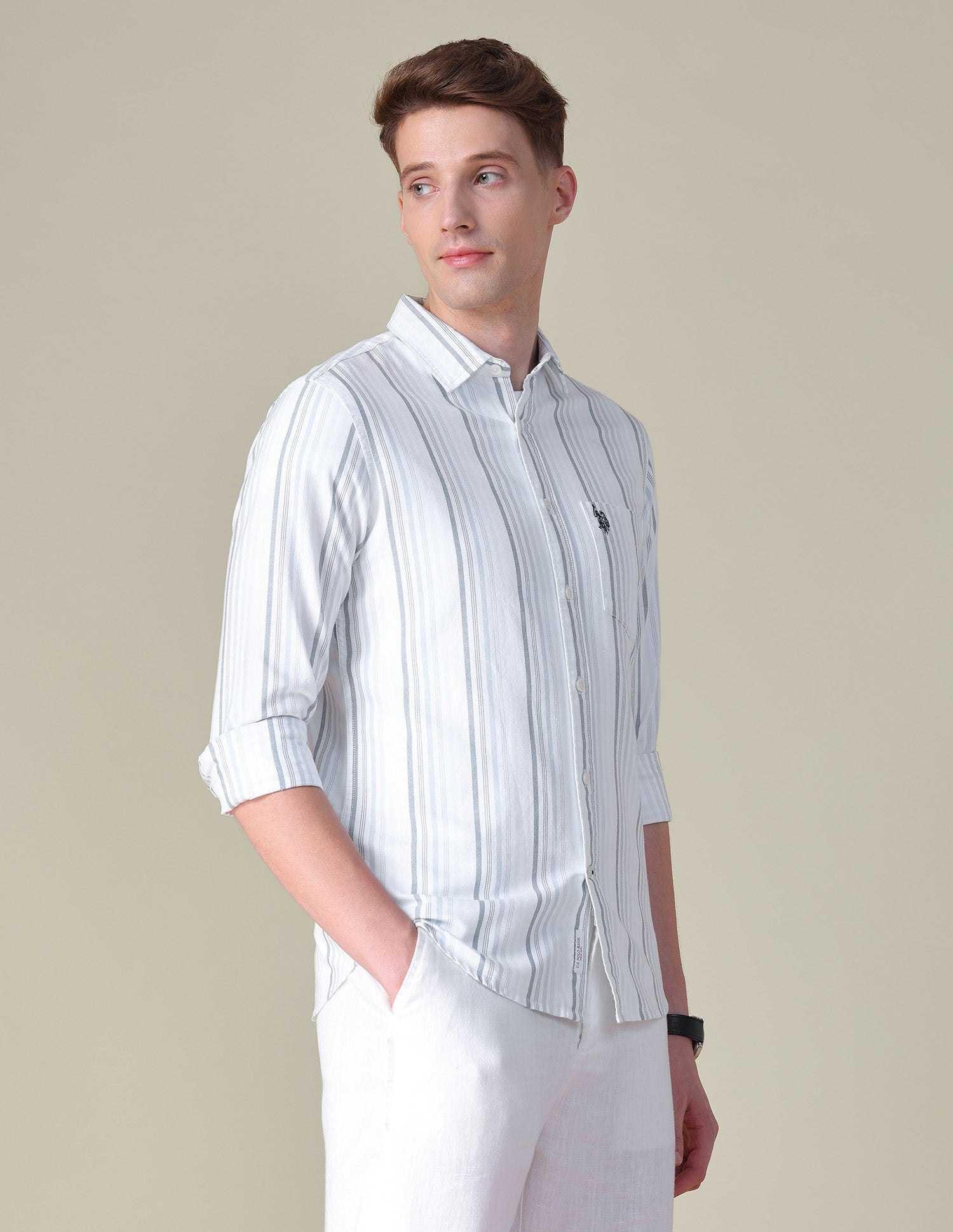 Vertical Striped Tailored Fit Shirt Blue - U.S. POLO ASSN. | Large