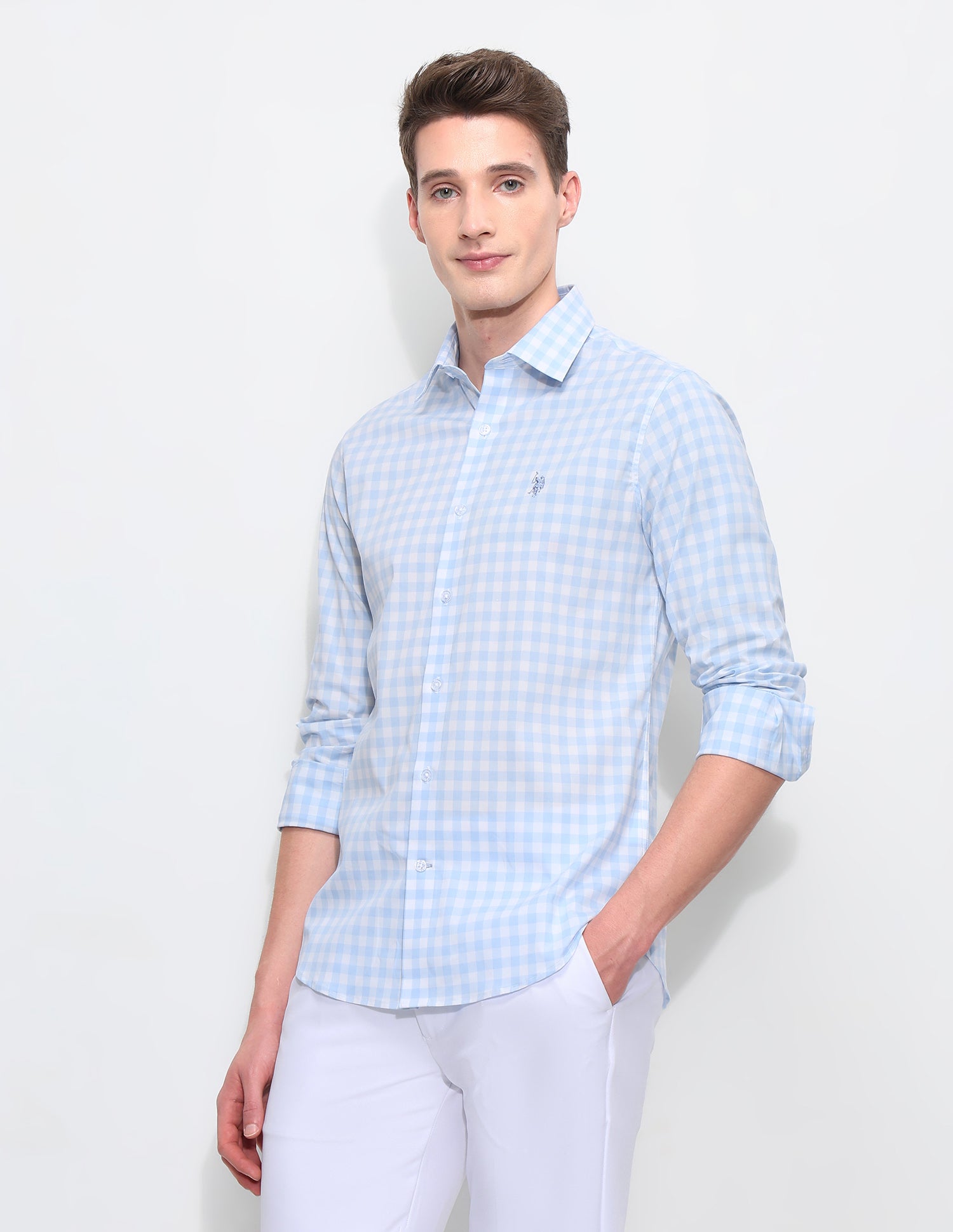 White Harbour Premium Poplin Shirt Light Blue - U.S. Polo Assn. India | Large