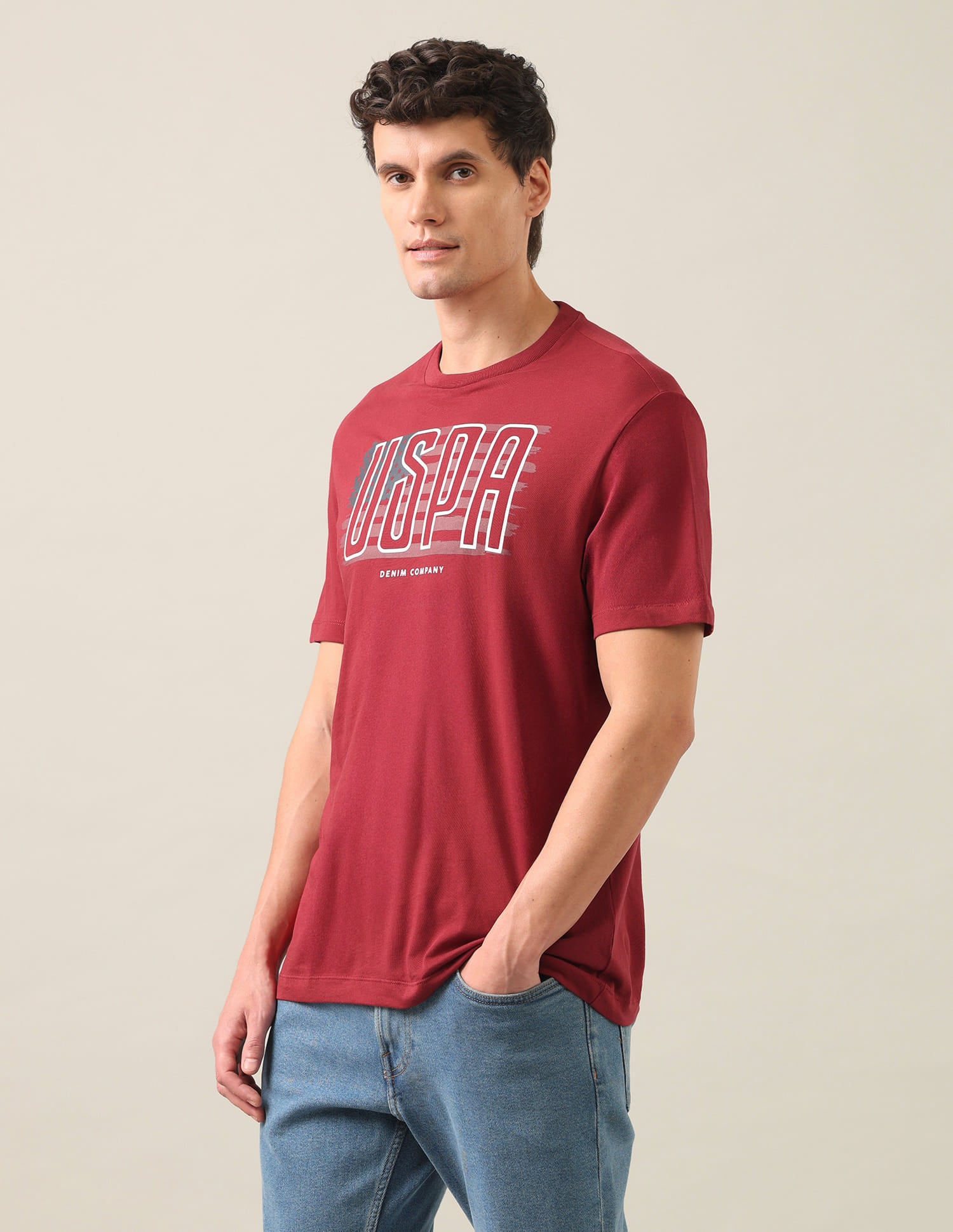 Graphic Brand Printed Regular Fit T-Shirt Red - U.S. Polo Assn. India | Large