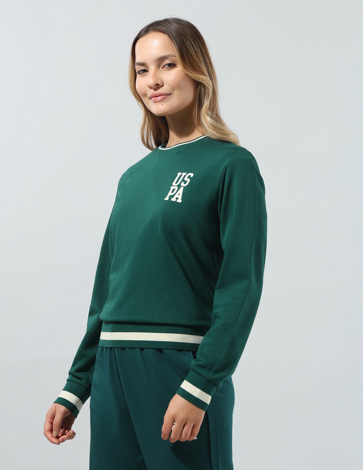 Solid Relaxed Fit Sweatshirt Dark Green - U.S. Polo Assn. India | Large