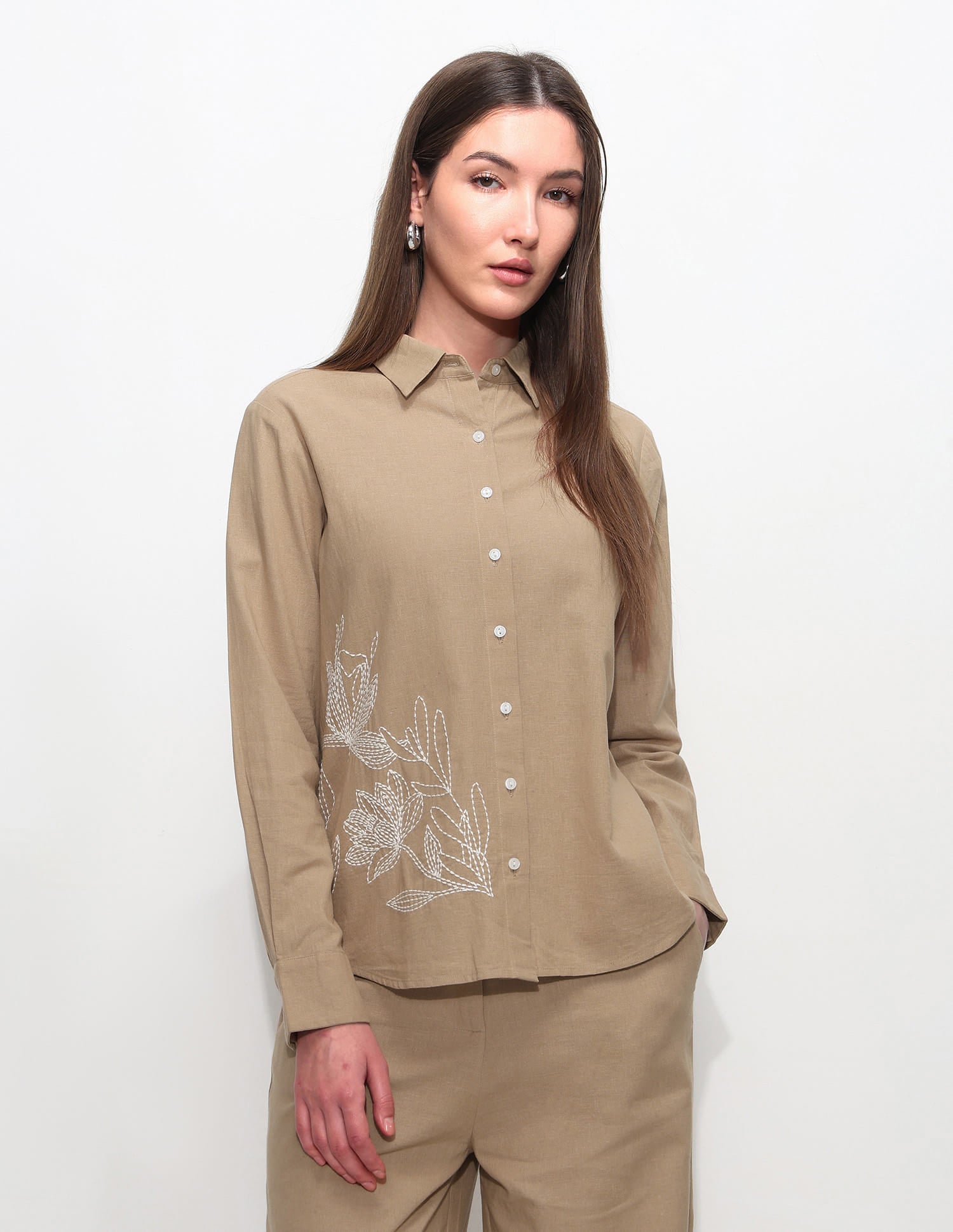 Relaxed Fit Floral Shirt Beige - U.S. Polo Assn. India | Large