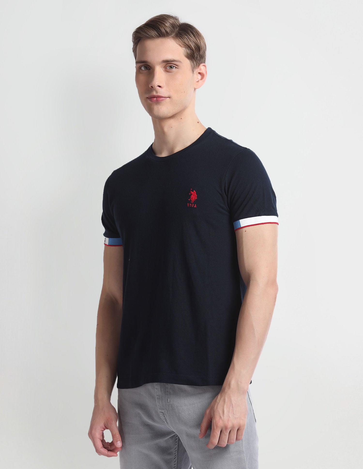 Crew Neck Brand Tape T-Shirt Navy - U.S. Polo Assn. India | Large