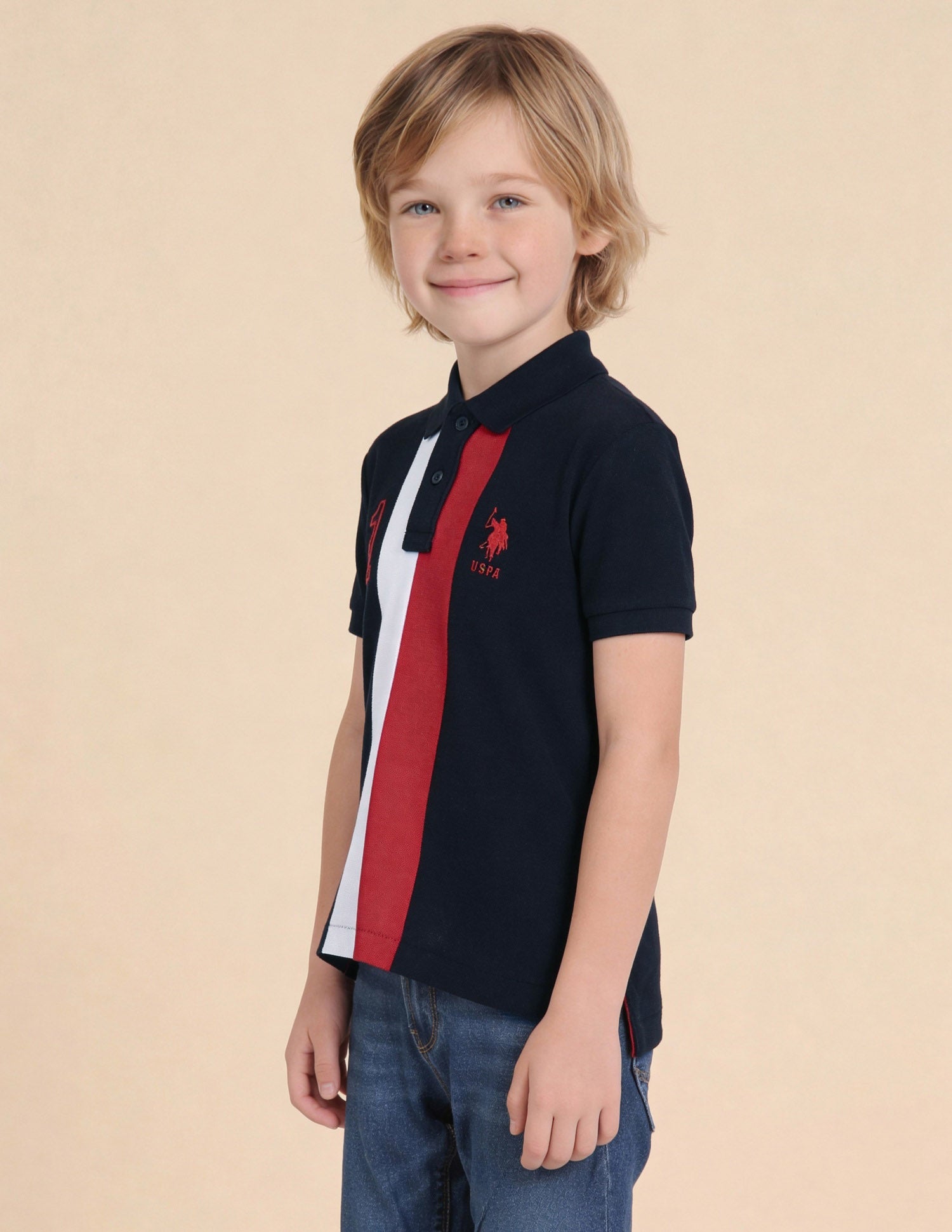 Numeric Embroidered Regular Fit Polo Shirt Navy - U.S. Polo Assn. India | Large