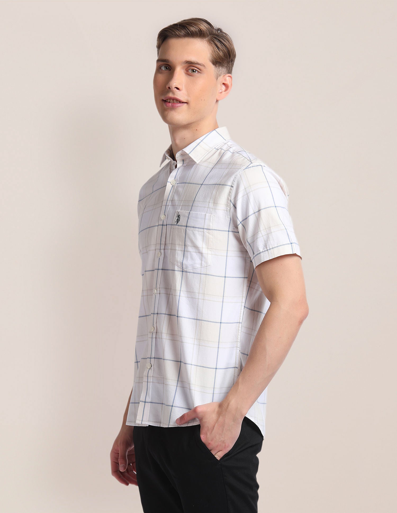 Premium Cotton Oxford Shirt Ivory - U.S. Polo Assn. India | Large